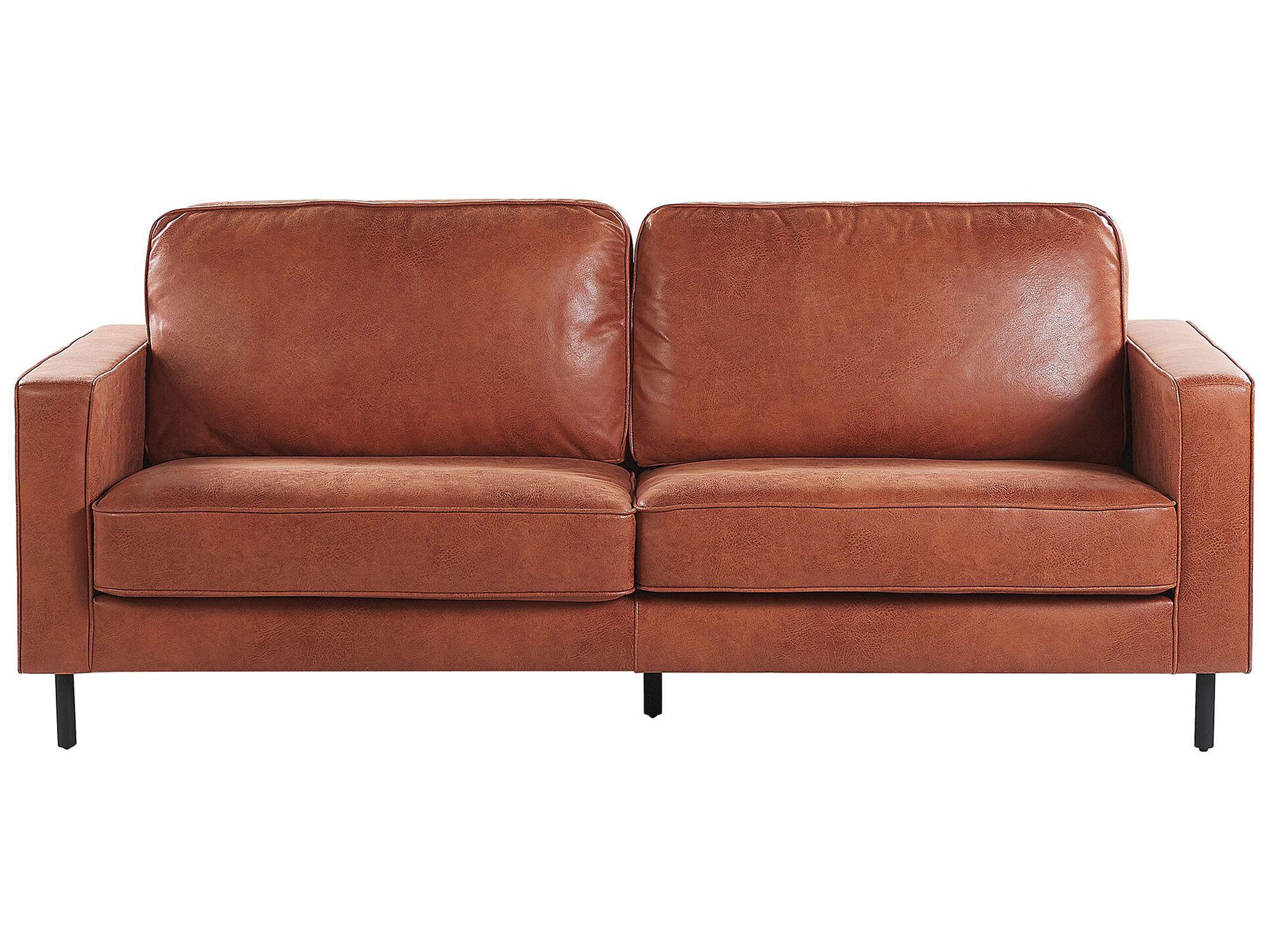 3 Seater Faux Leather Golden Brown SAVALEN - Gemini Interiors
