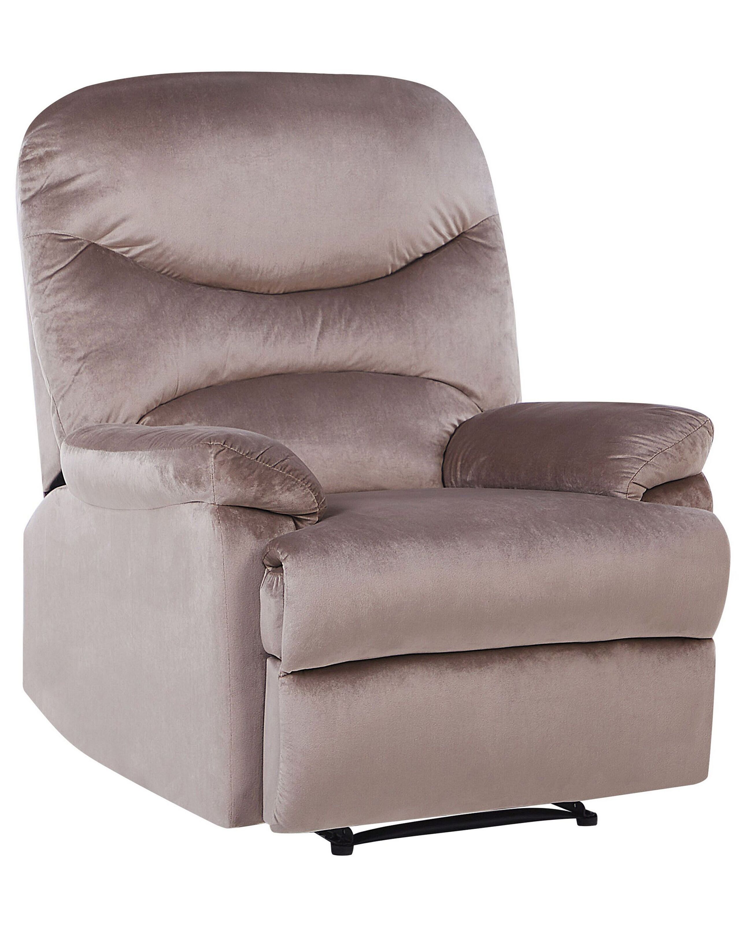 Velvet Recliner Chair Taupe ESLOV - Gemini Interiors