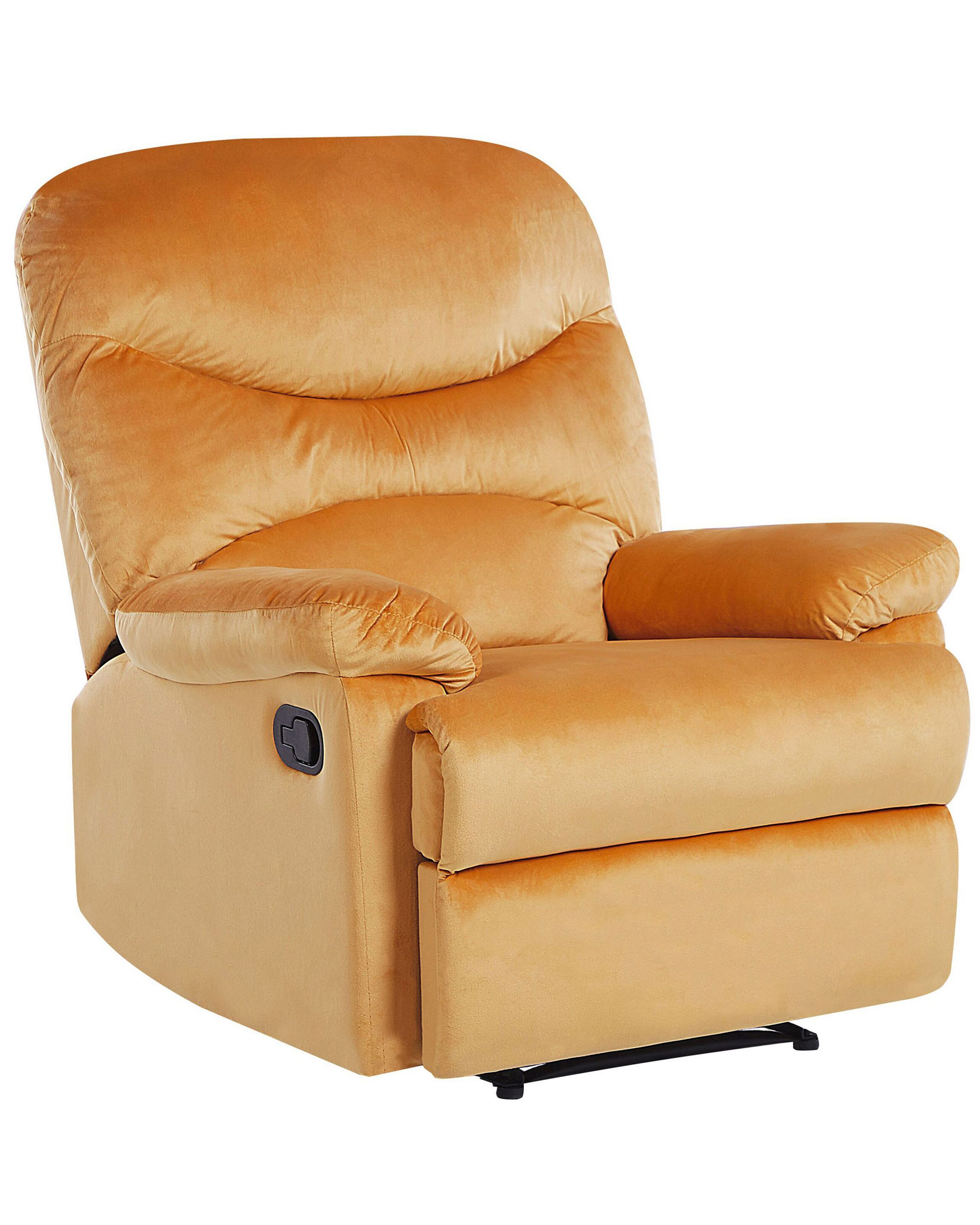 Velvet Recliner Chair Yellow ESLOV - Gemini Interiors