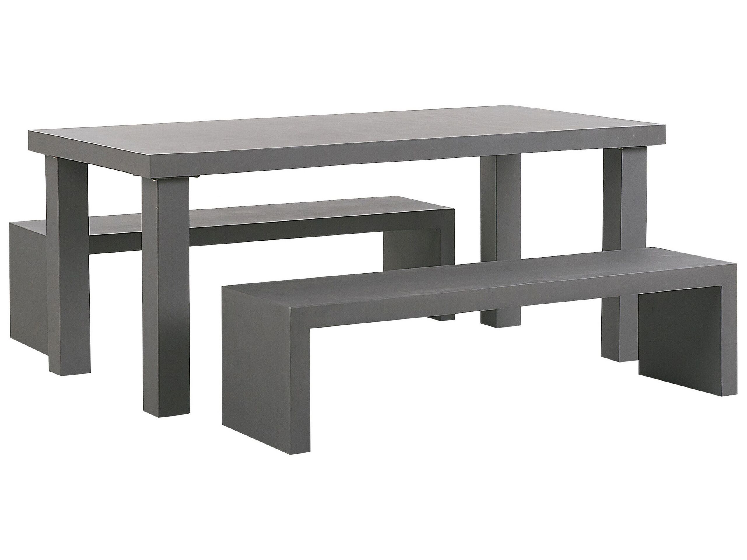 4 Seater Concrete Garden Dining Set U Shaped Benches Grey TARANTO - Gemini Interiors