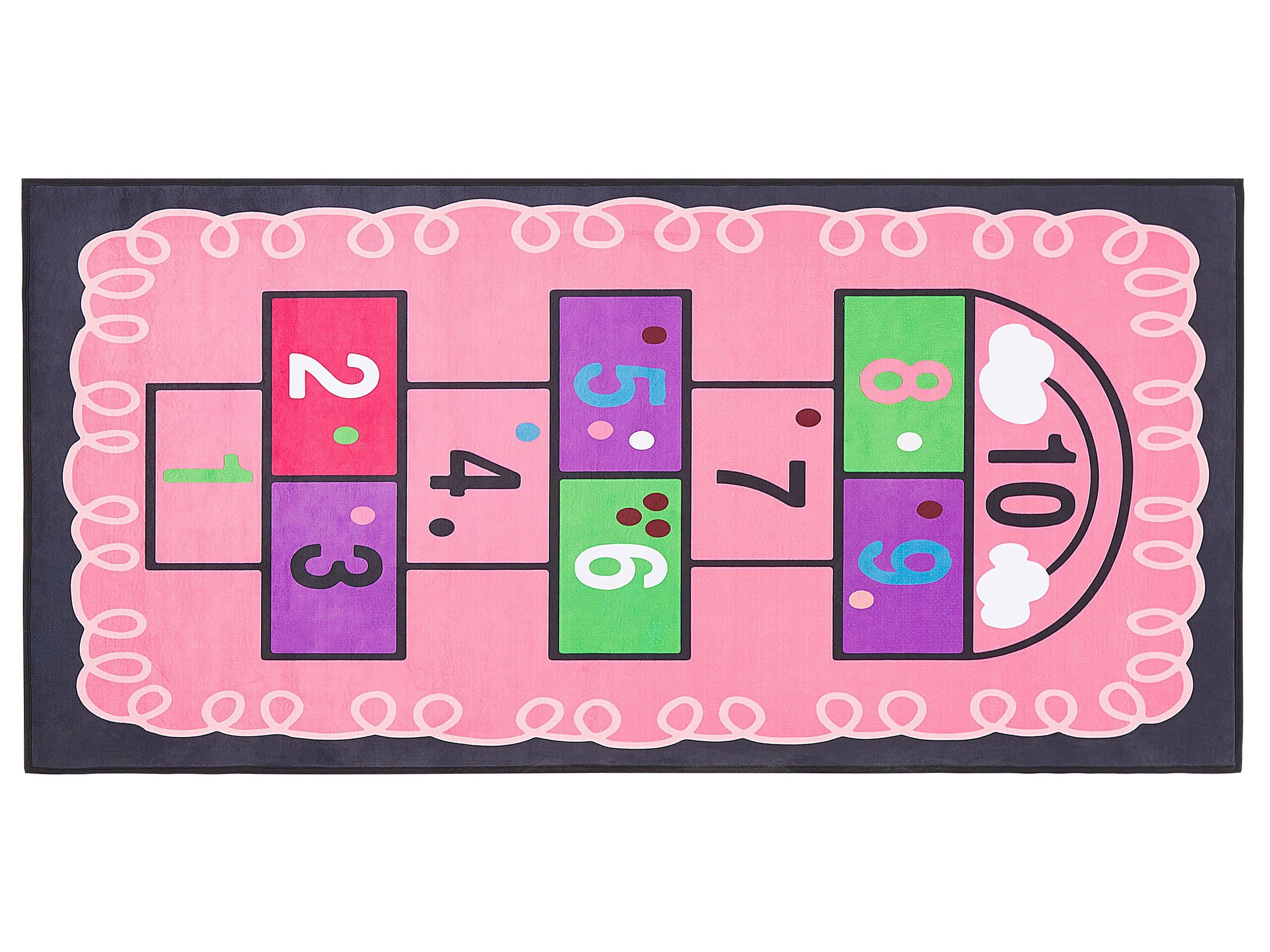 Kids Rug Hopscotch Print 80x150cm Pink - Gemini Interiors