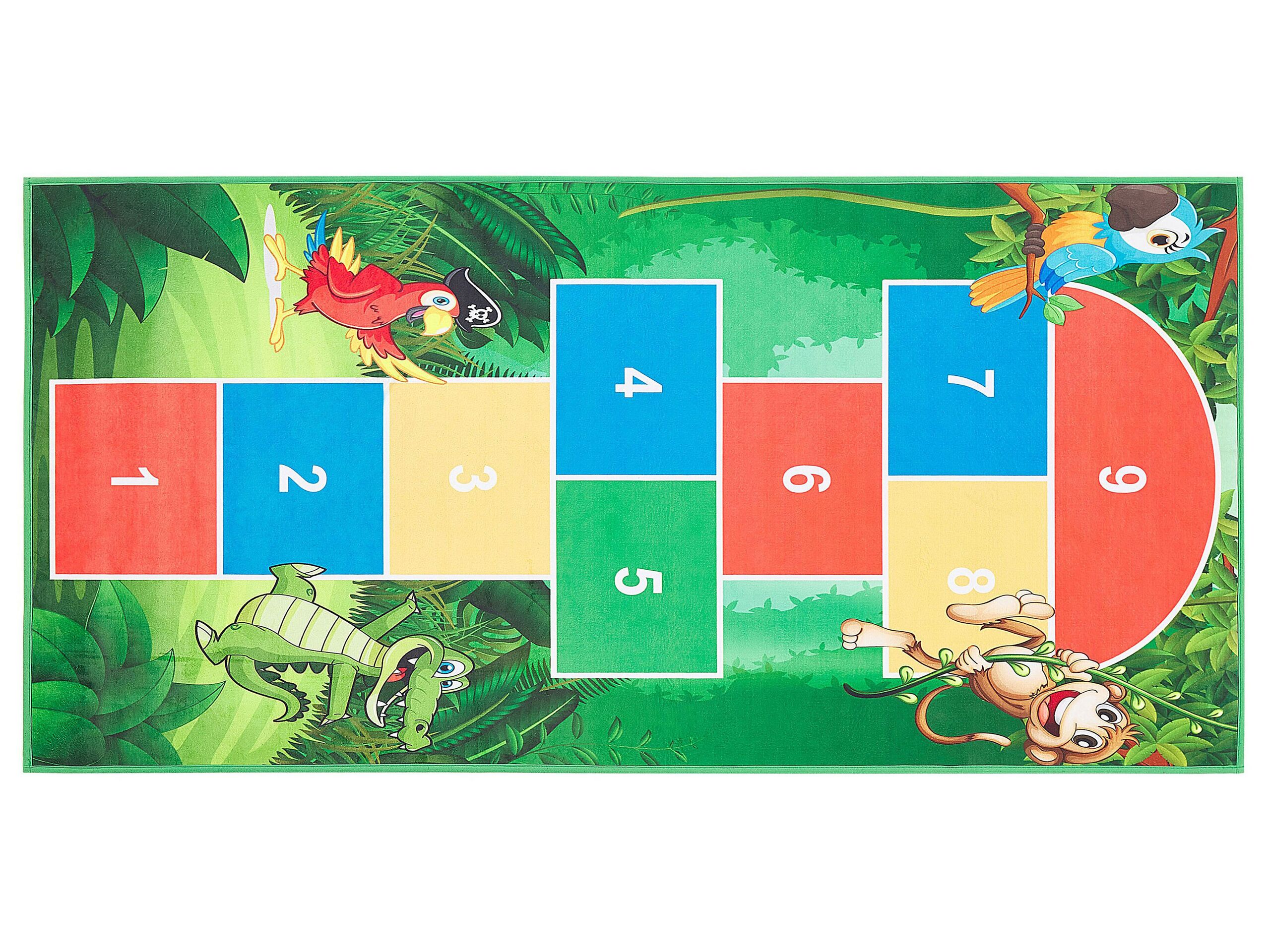 Kids Rug Hopscotch Print 80x150cm Green - Gemini Interiors