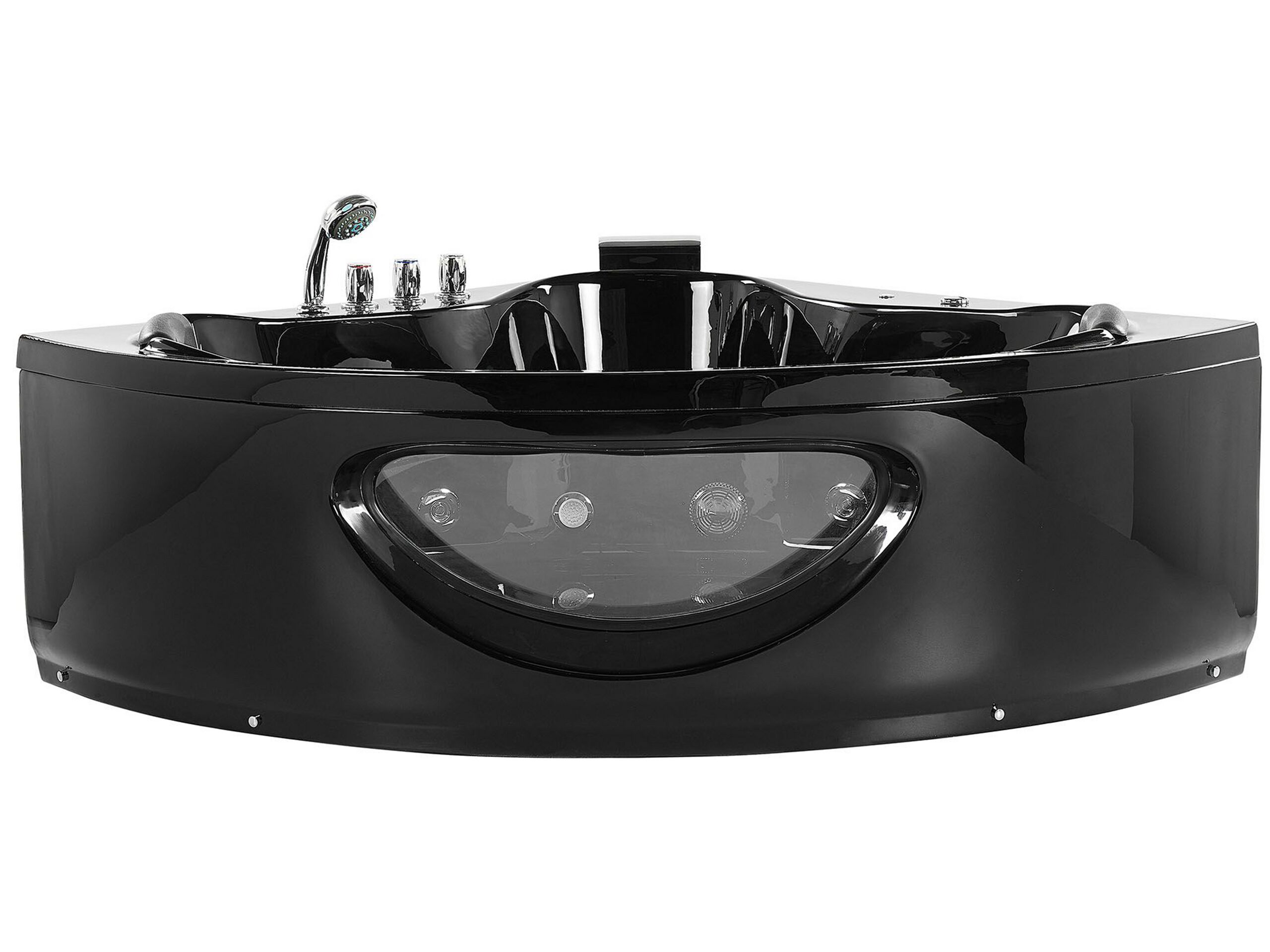 Whirlpool Corner Bath with LED 2050 x 1460 mm Black TOCOA - Gemini Interiors