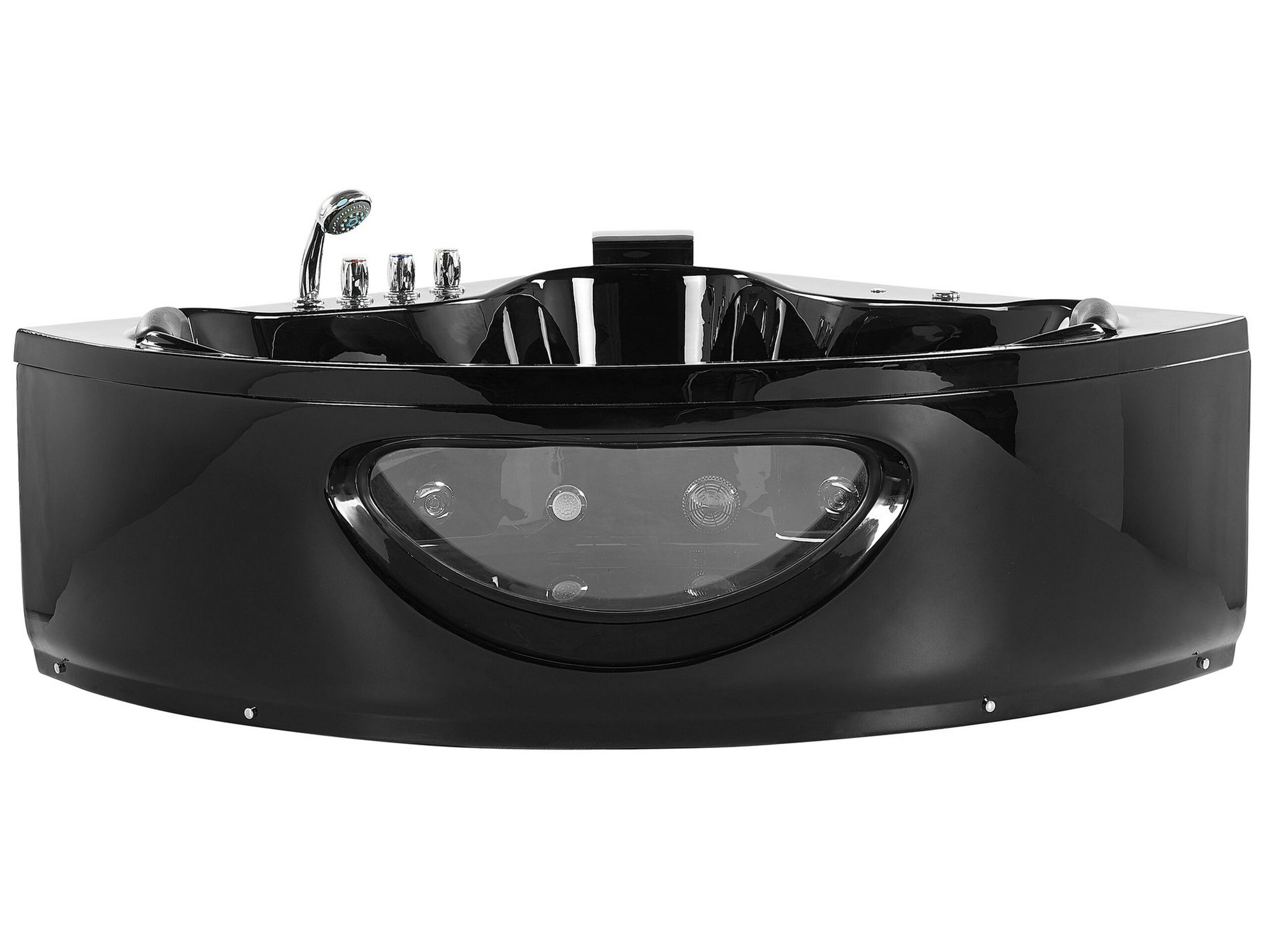 Whirlpool Corner Bath with LED 1900 x 1500 cm Black TOCOA - Gemini Interiors