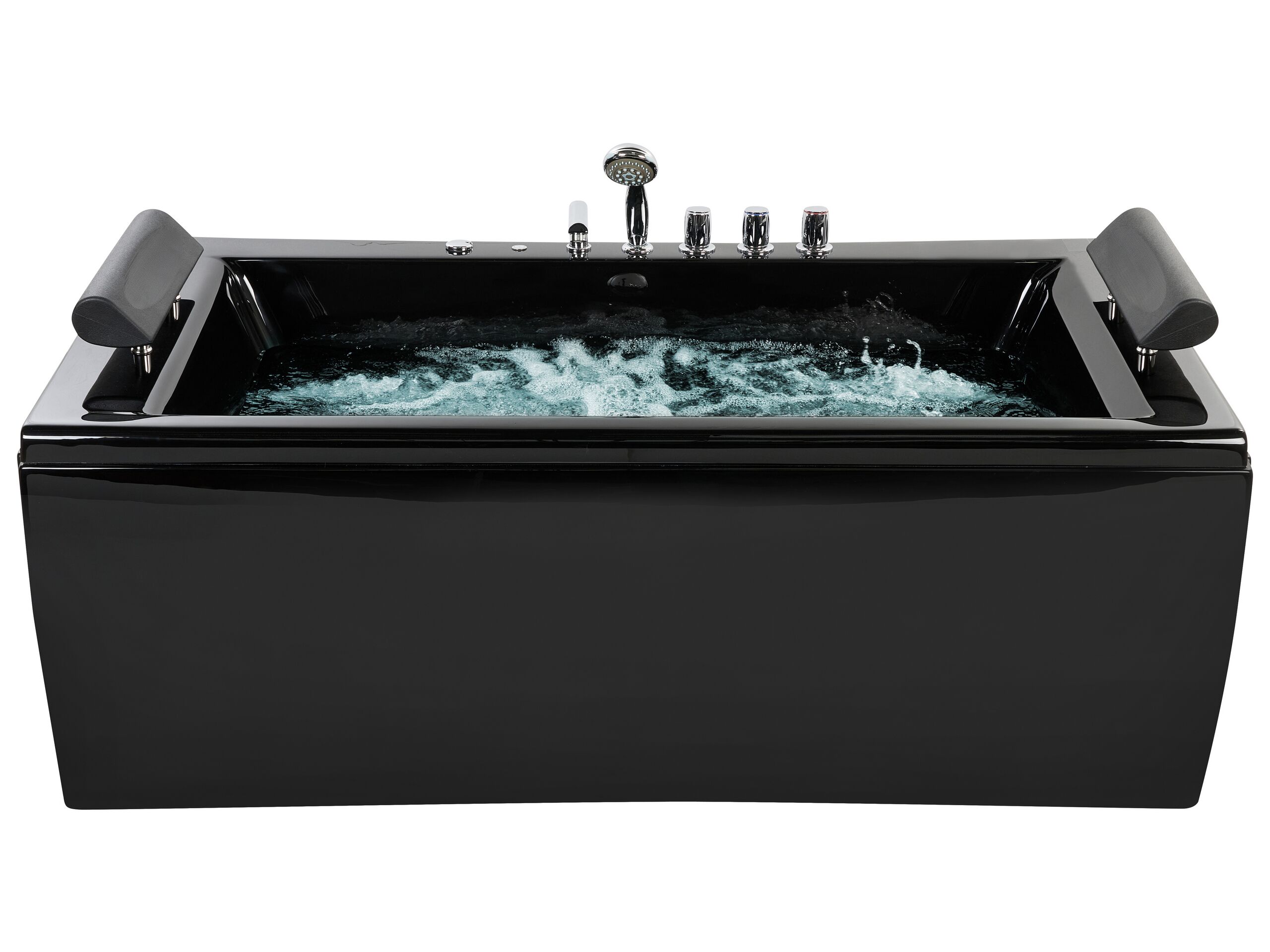 Whirlpool Bath with LED 1720 x 830 mm Black MONTEGO - Gemini Interiors