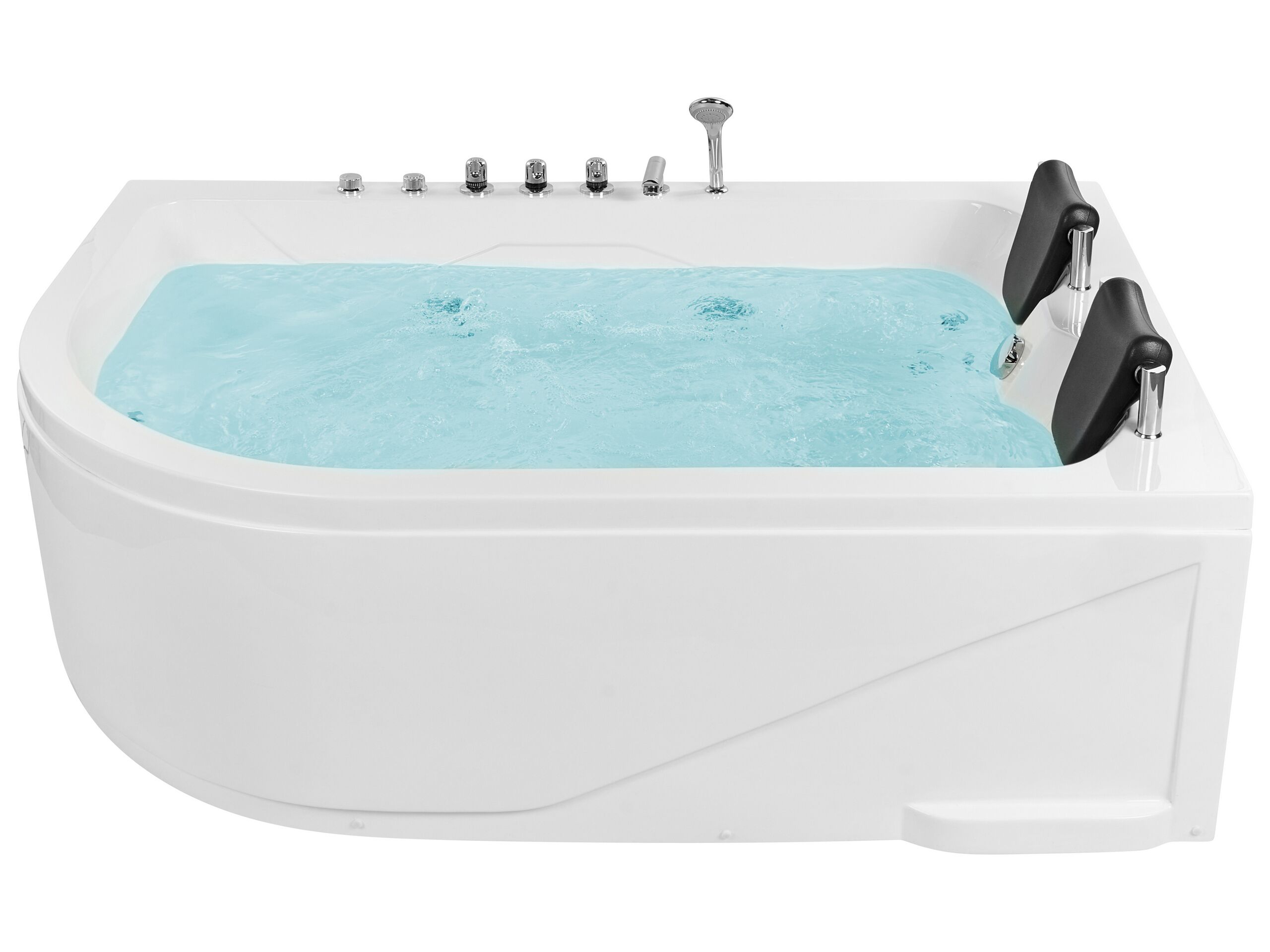 Left Hand Whirlpool Corner Bath with LED 1800 x 1200 mm White CALAMA - Gemini Interiors