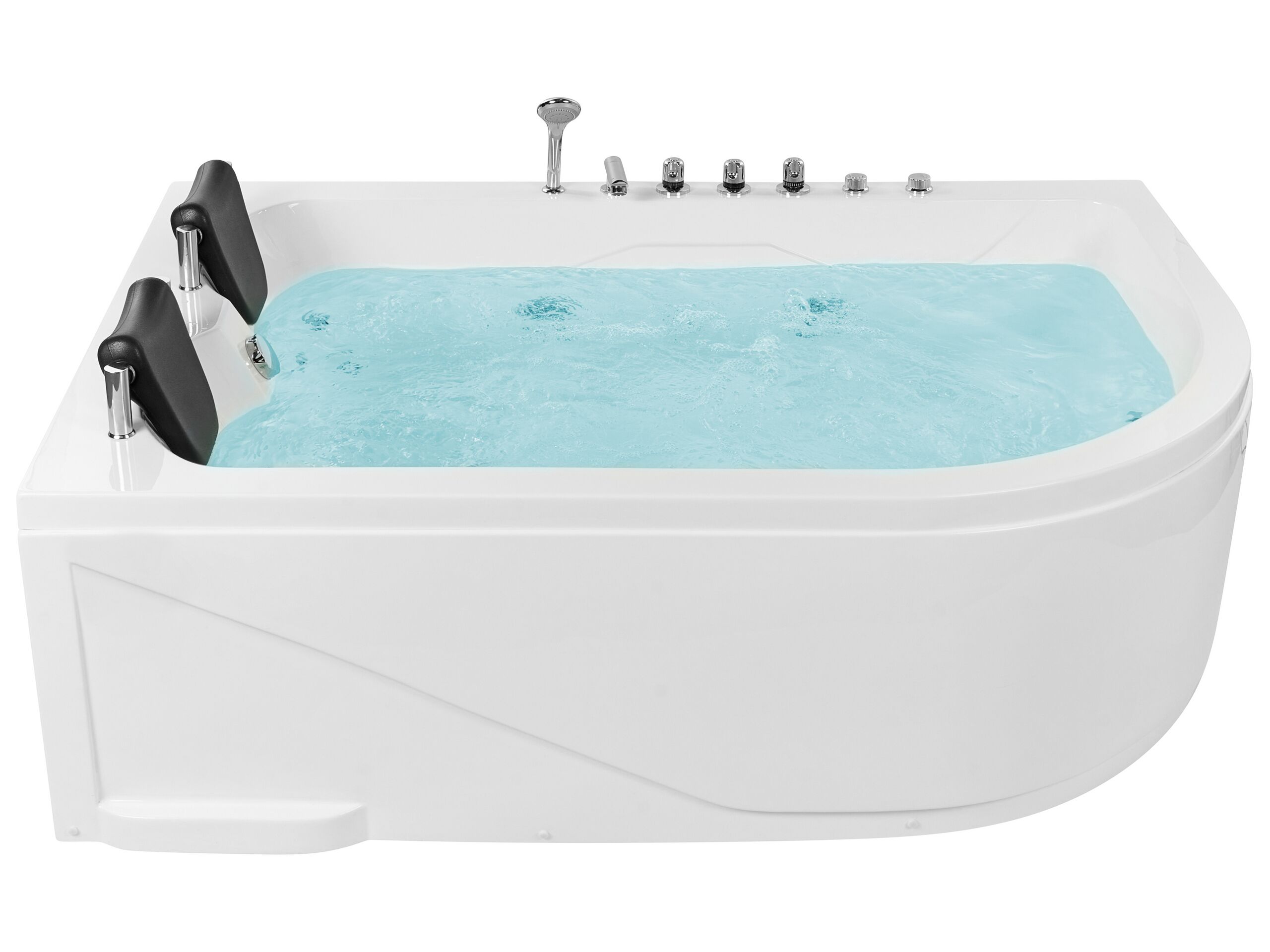 Right Hand Whirlpool Corner Bath with LED 1800 x 1200 mm White CALAMA - Gemini Interiors