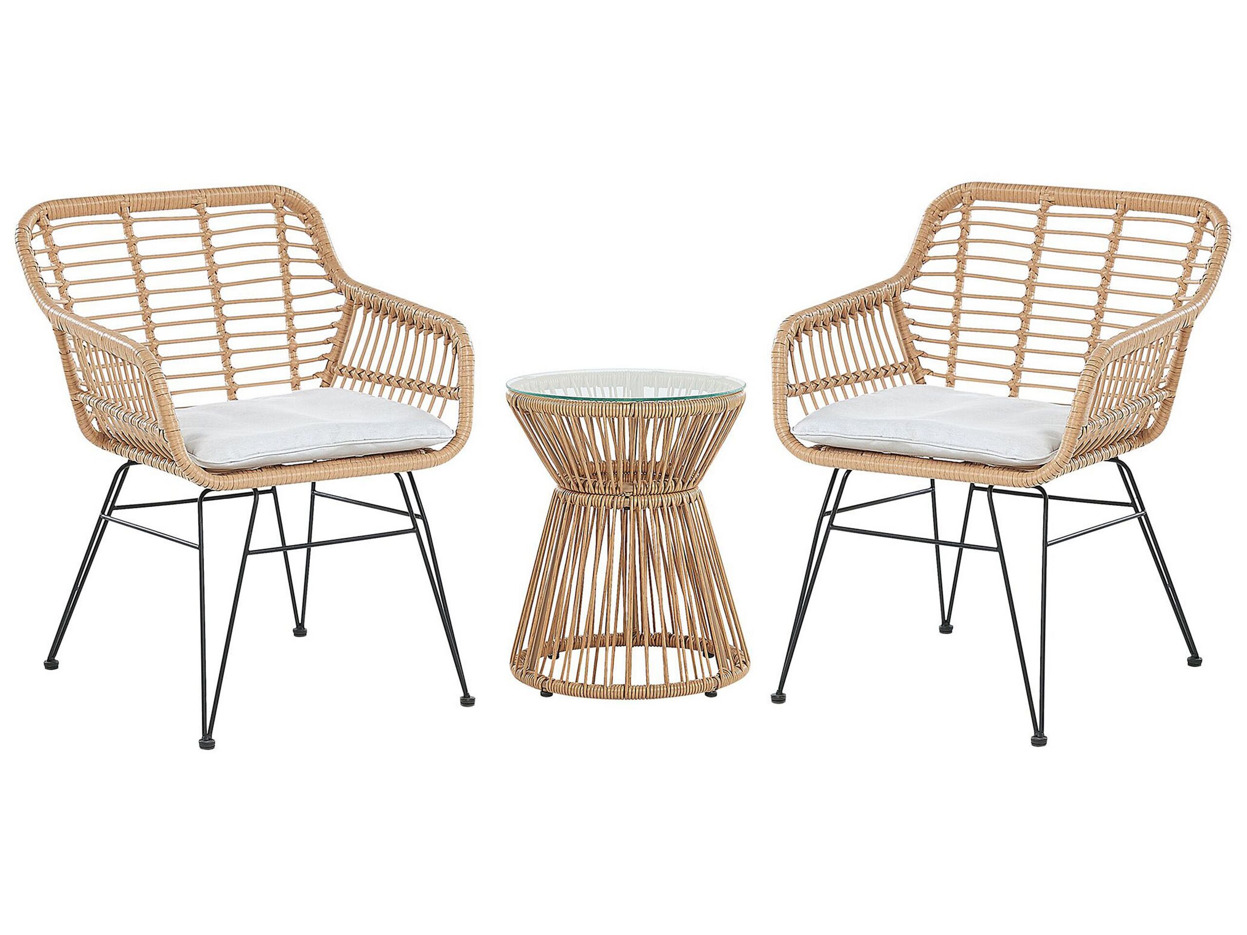 PE Rattan Bistro Set Natural TRESTINA - Gemini Interiors