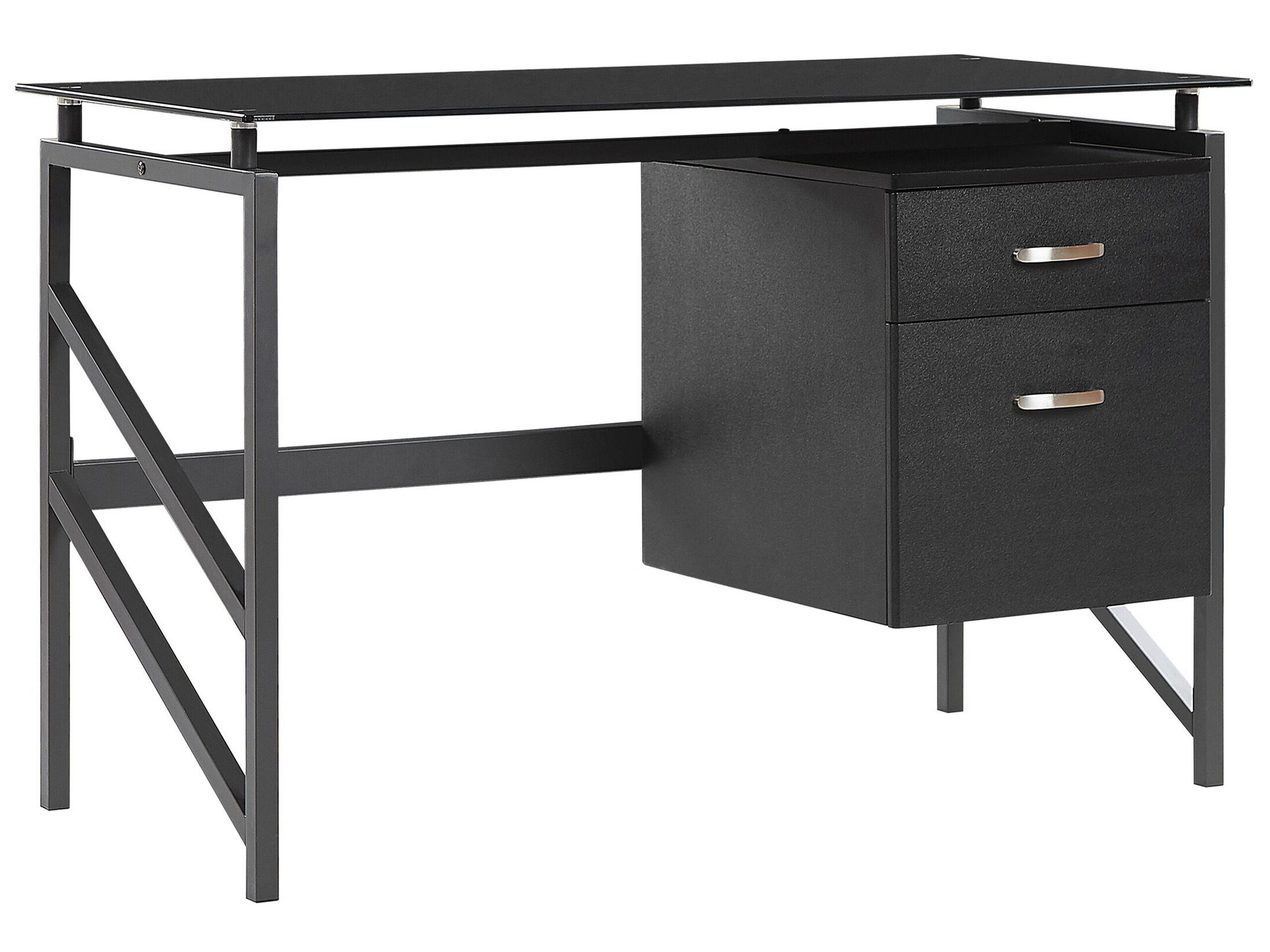 2 Drawer Home Office Desk 117 x 57 cm Black MORITON - Gemini Interiors
