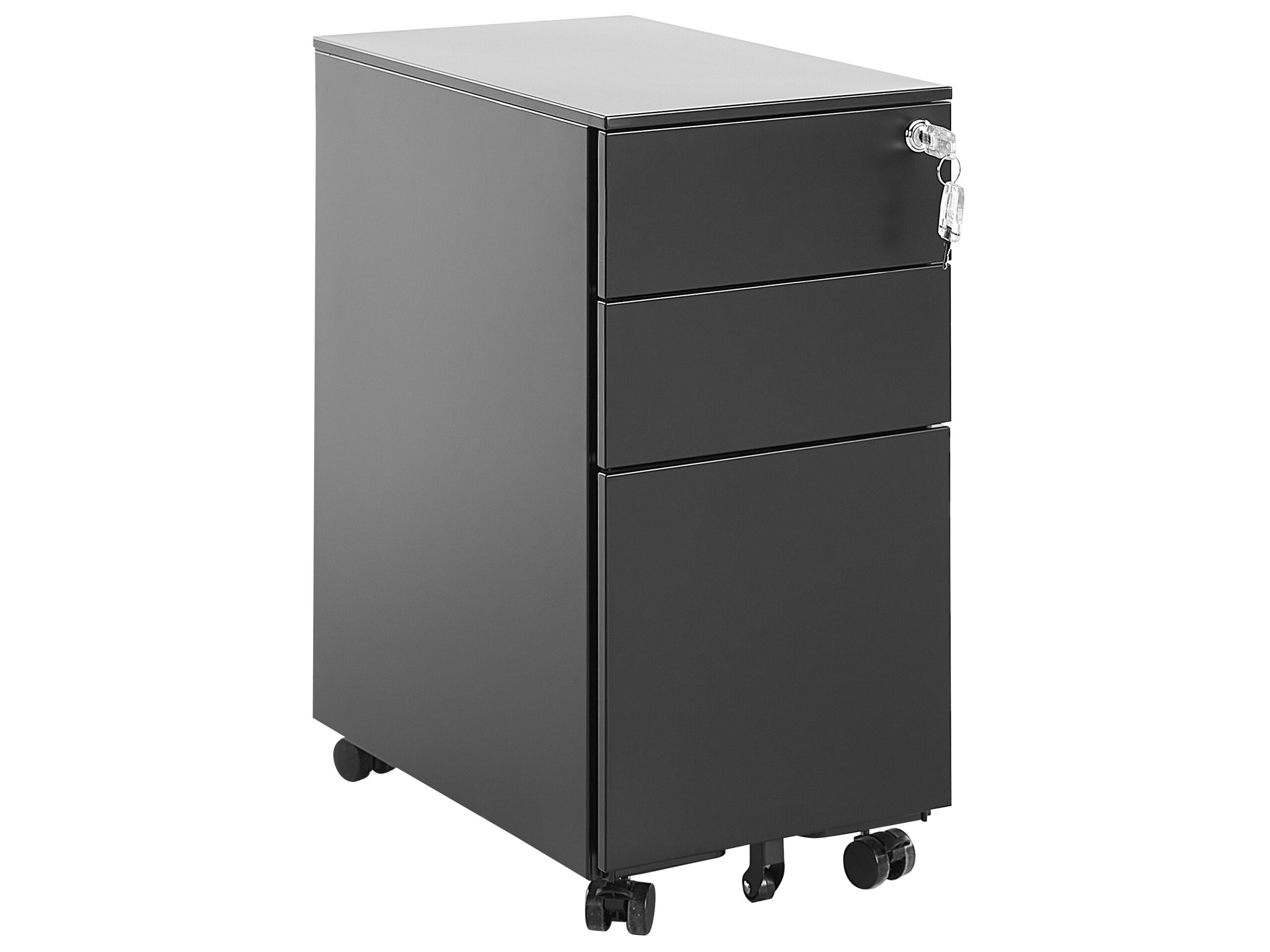3 Drawer Metal Filing Cabinet Black BOLSENA - Gemini Interiors