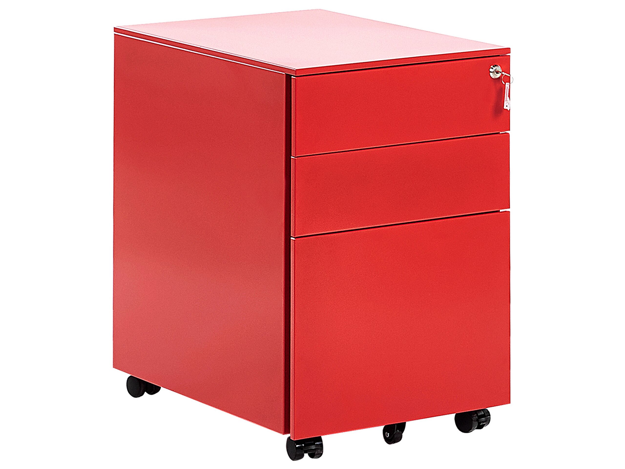 3 Drawer Metal Filing Cabinet Red CAMI - Gemini Interiors