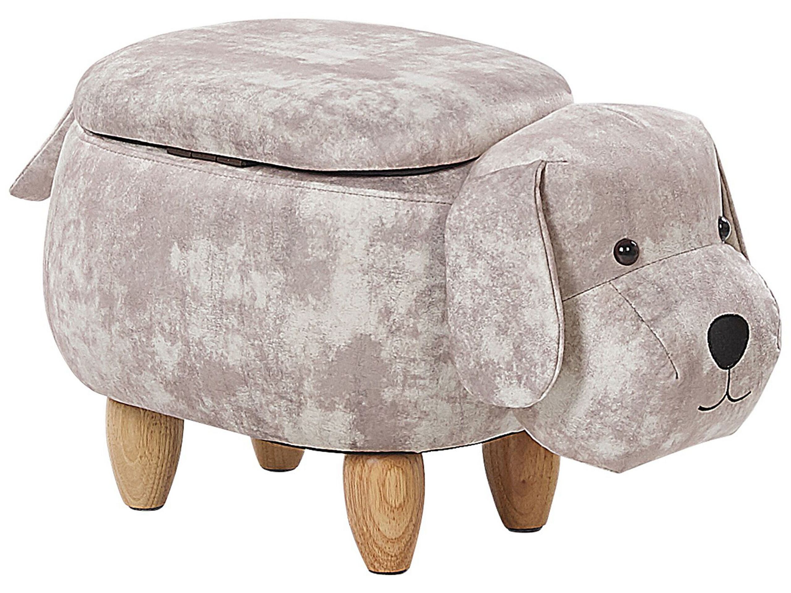 Velvet Storage Animal Stool Beige DOGGY - Gemini Interiors