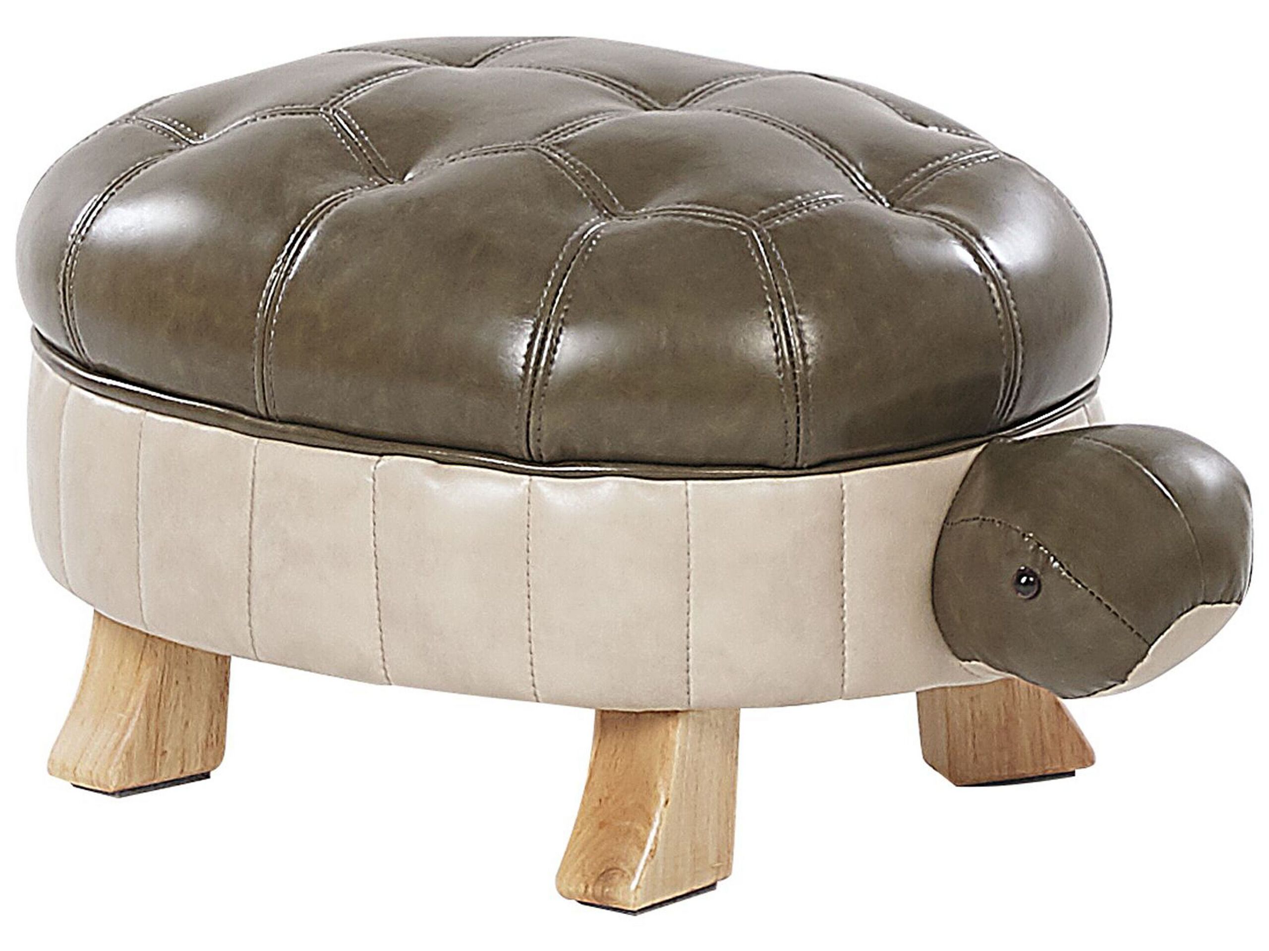 Faux Leather Animal Stool Green TURTLE - Gemini Interiors