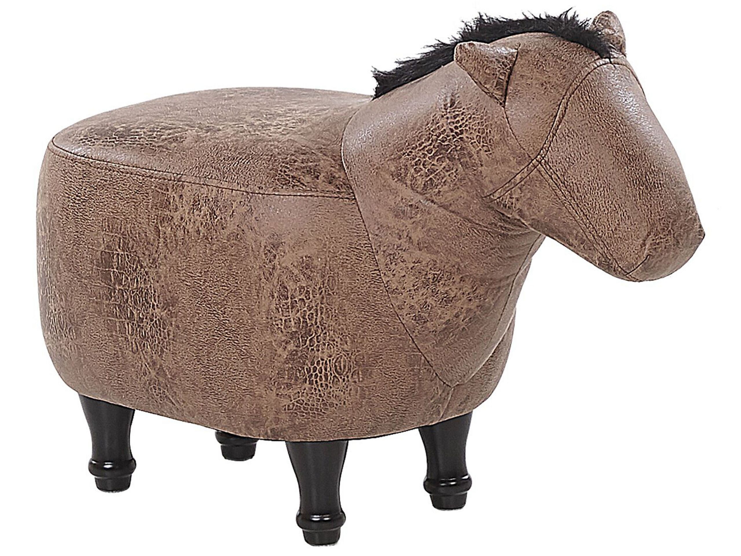 Faux Leather Animal Stool Brown HORSE - Gemini Interiors