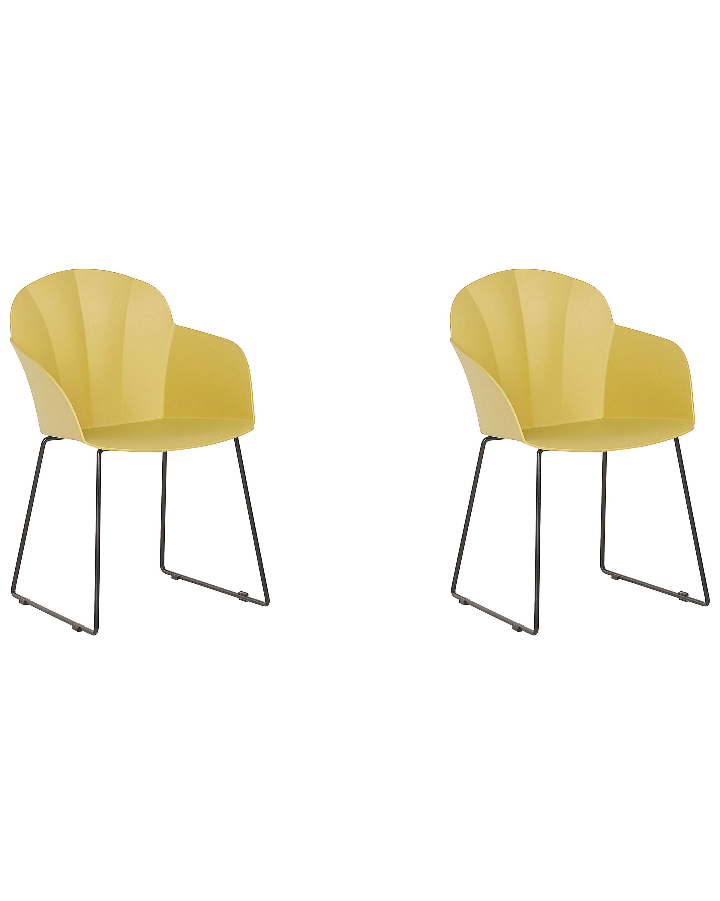 Set of 2 Dining Chairs Yellow SYLVA - Gemini Interiors