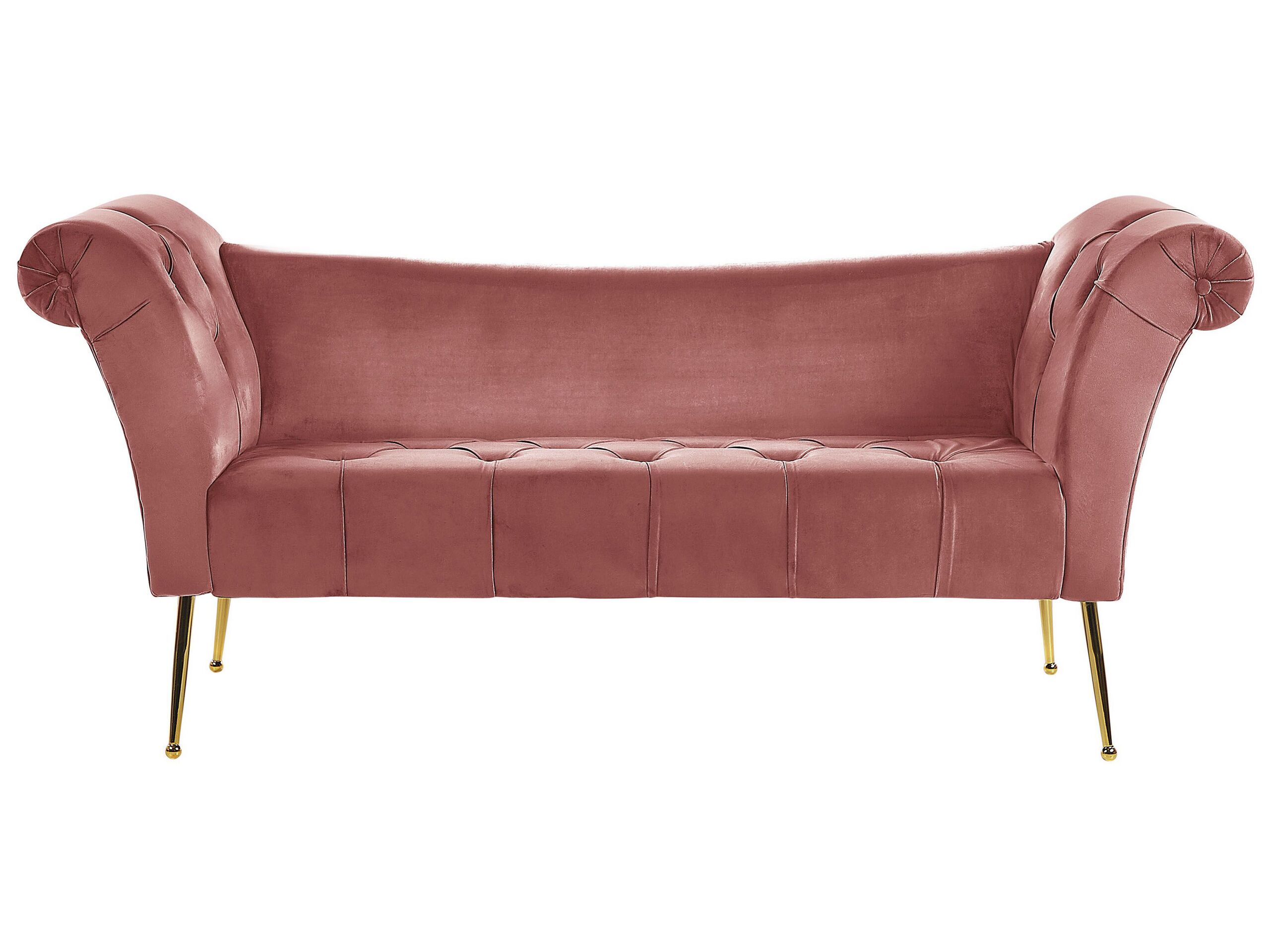 Velvet Chaise Lounge Pink NANTILLY - Gemini Interiors