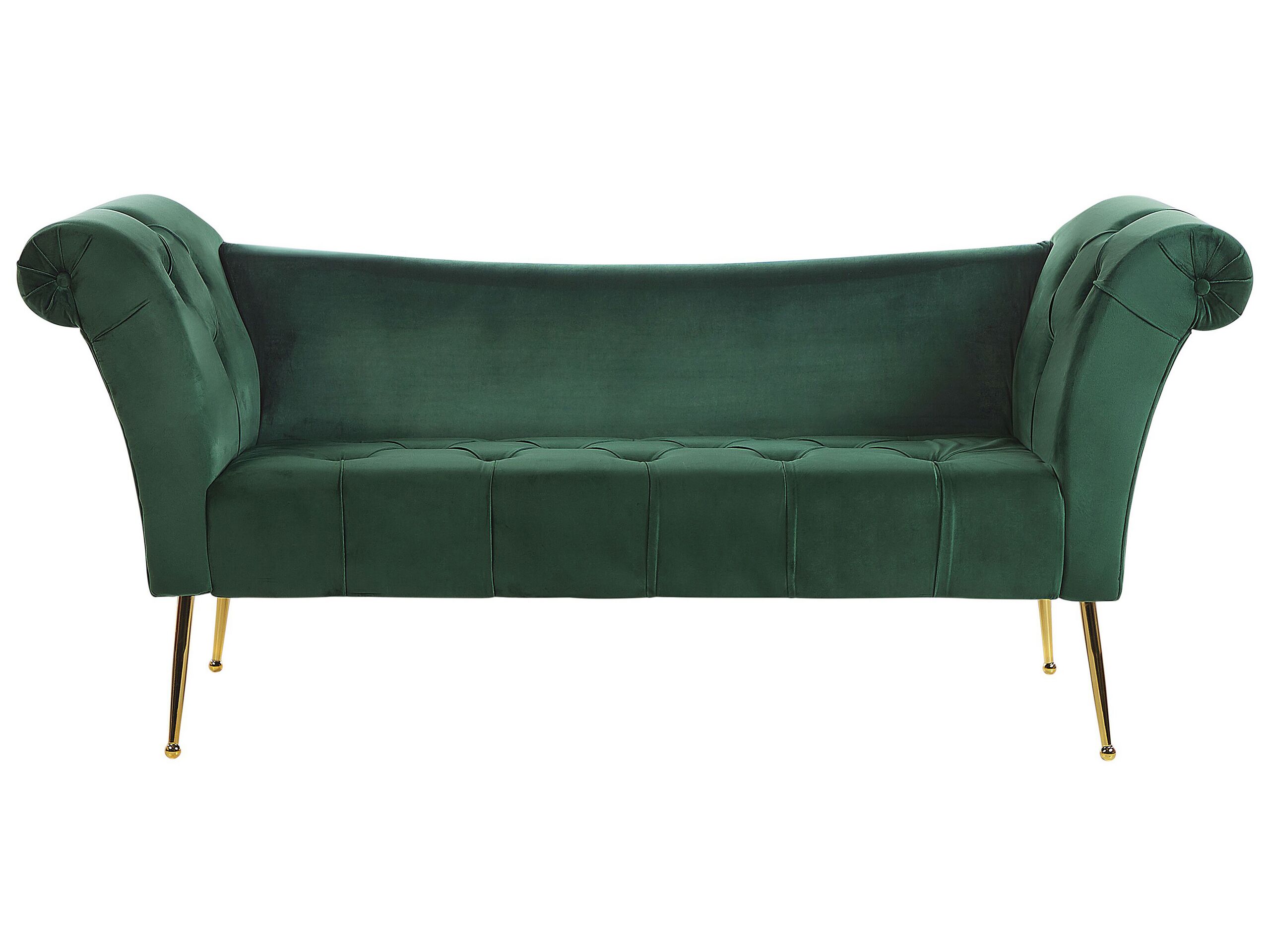 Velvet Chaise Lounge Green NANTILLY - Gemini Interiors