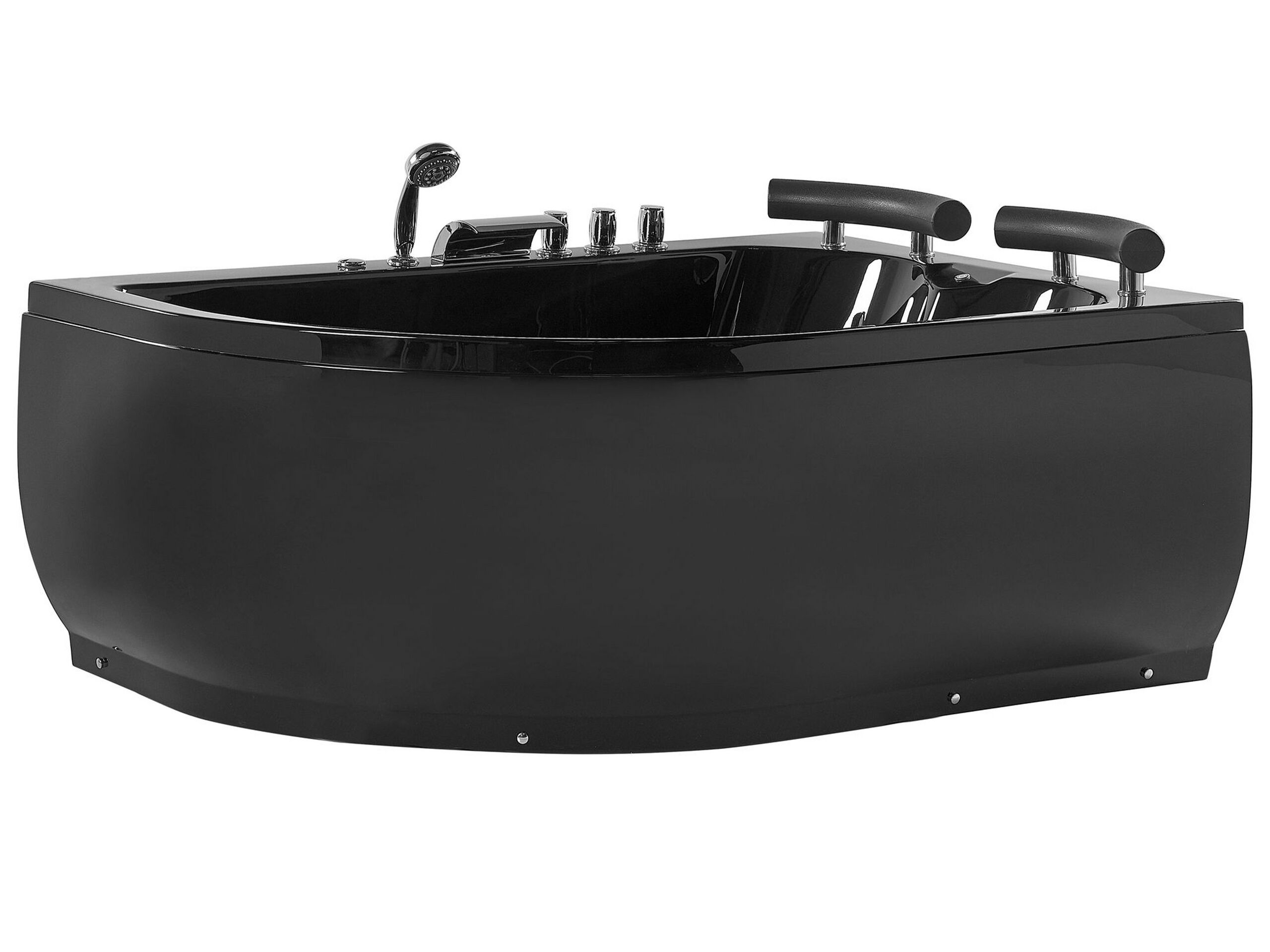 Left Hand Whirlpool Corner Bath with LED 1600 x 1130 mm Black PARADISO - Gemini Interiors