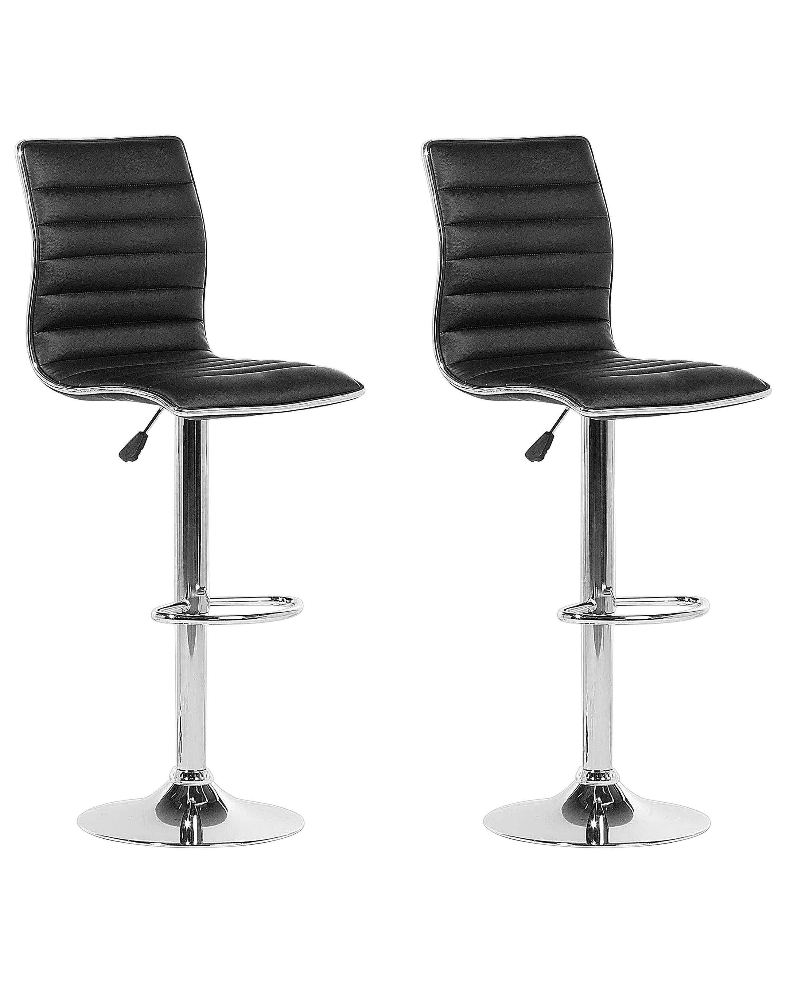 Set of 2 Faux Leather Bar Stools Black LUCERNE - Gemini Interiors