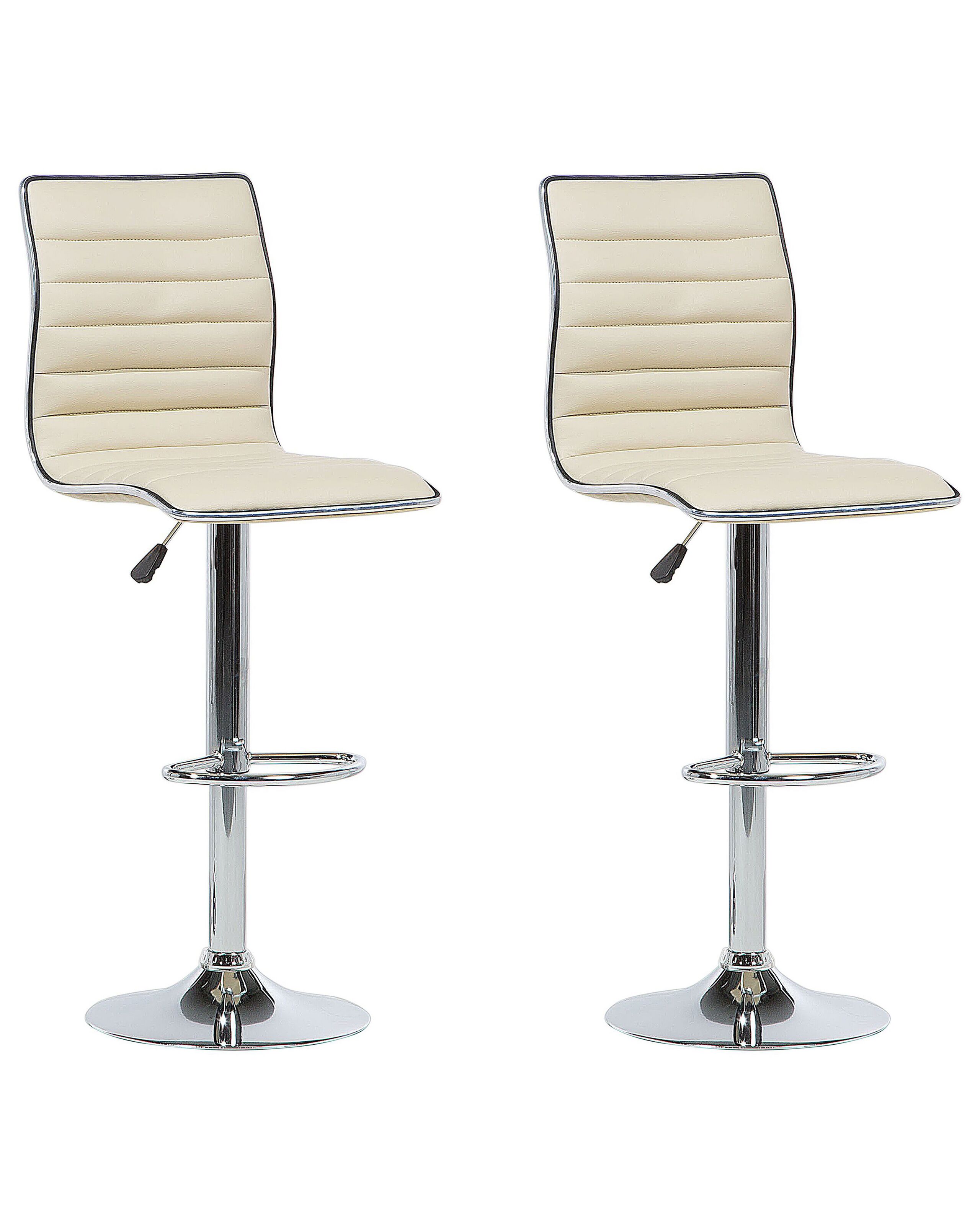 Set of 2 Faux Leather Bar Stools Beige LUCERNE - Gemini Interiors