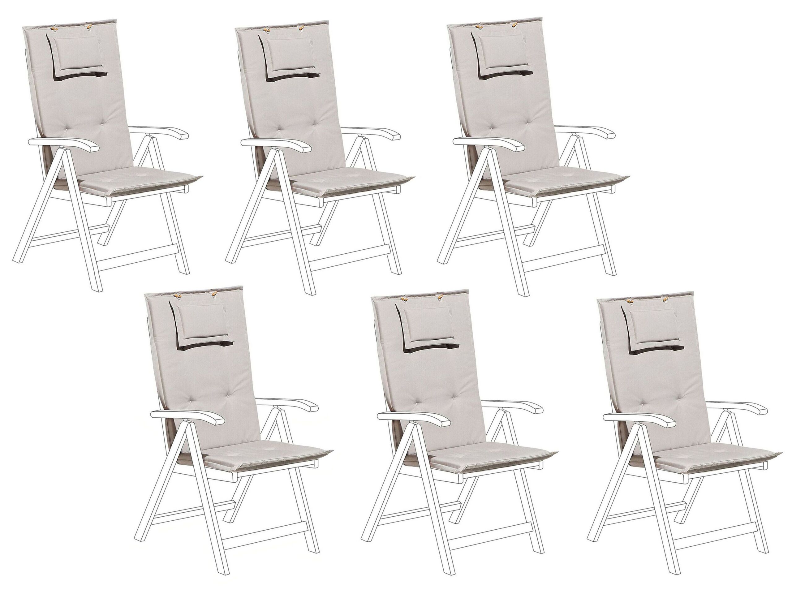 Set of 6 Outdoor Seat/Back Cushions Taupe TOSCANA/JAVA - Gemini Interiors