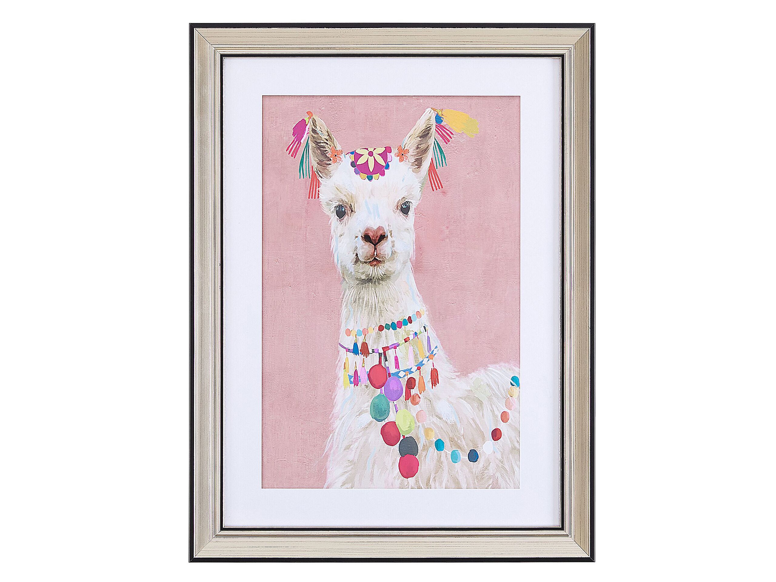 Llama Framed Wall Art 30 x 40 cm Pink BALALA - Gemini Interiors