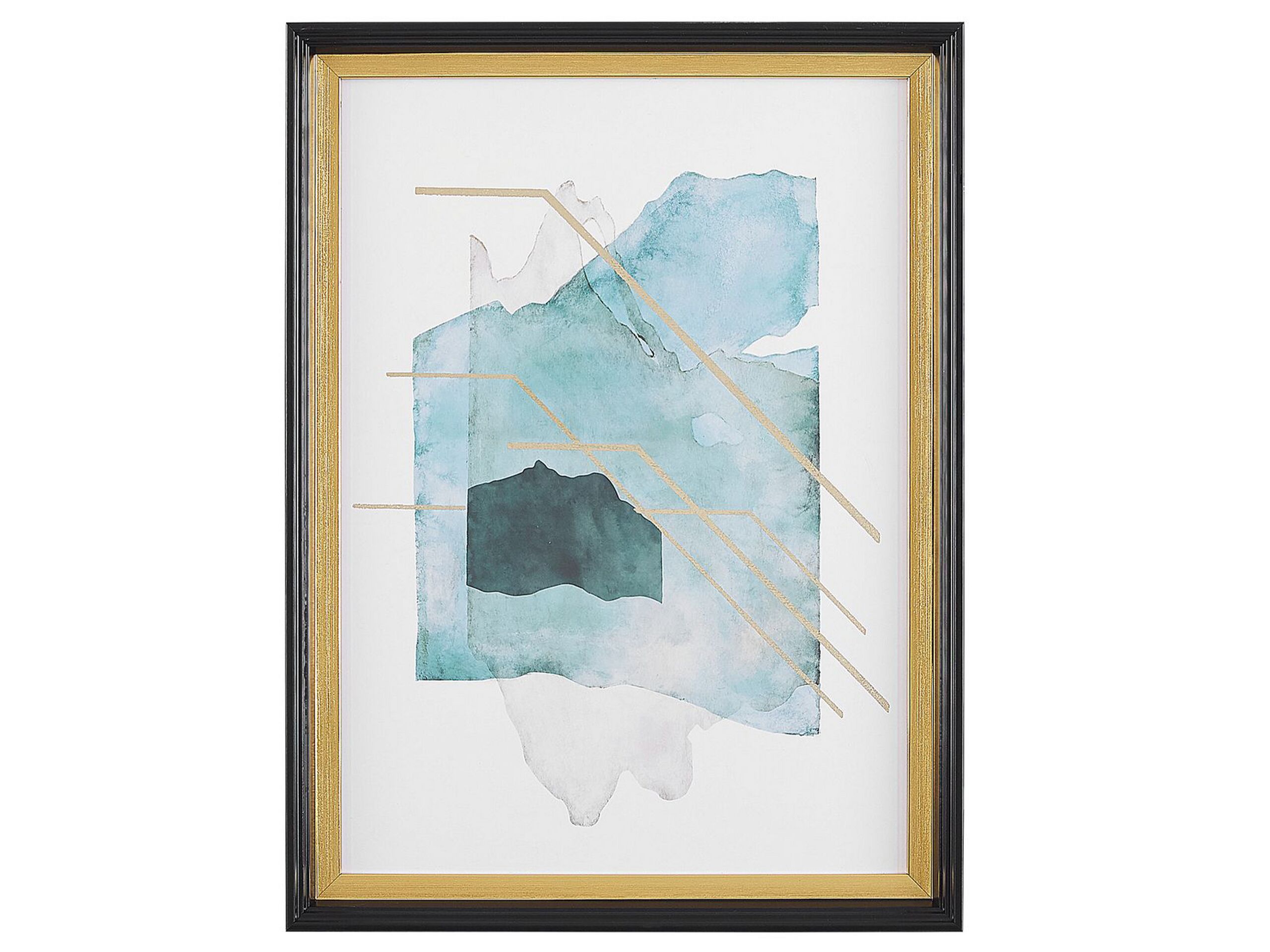 Abstract Watercolour Framed Wall Art 30 x 40 cm Blue and Gold TOUBA - Gemini Interiors