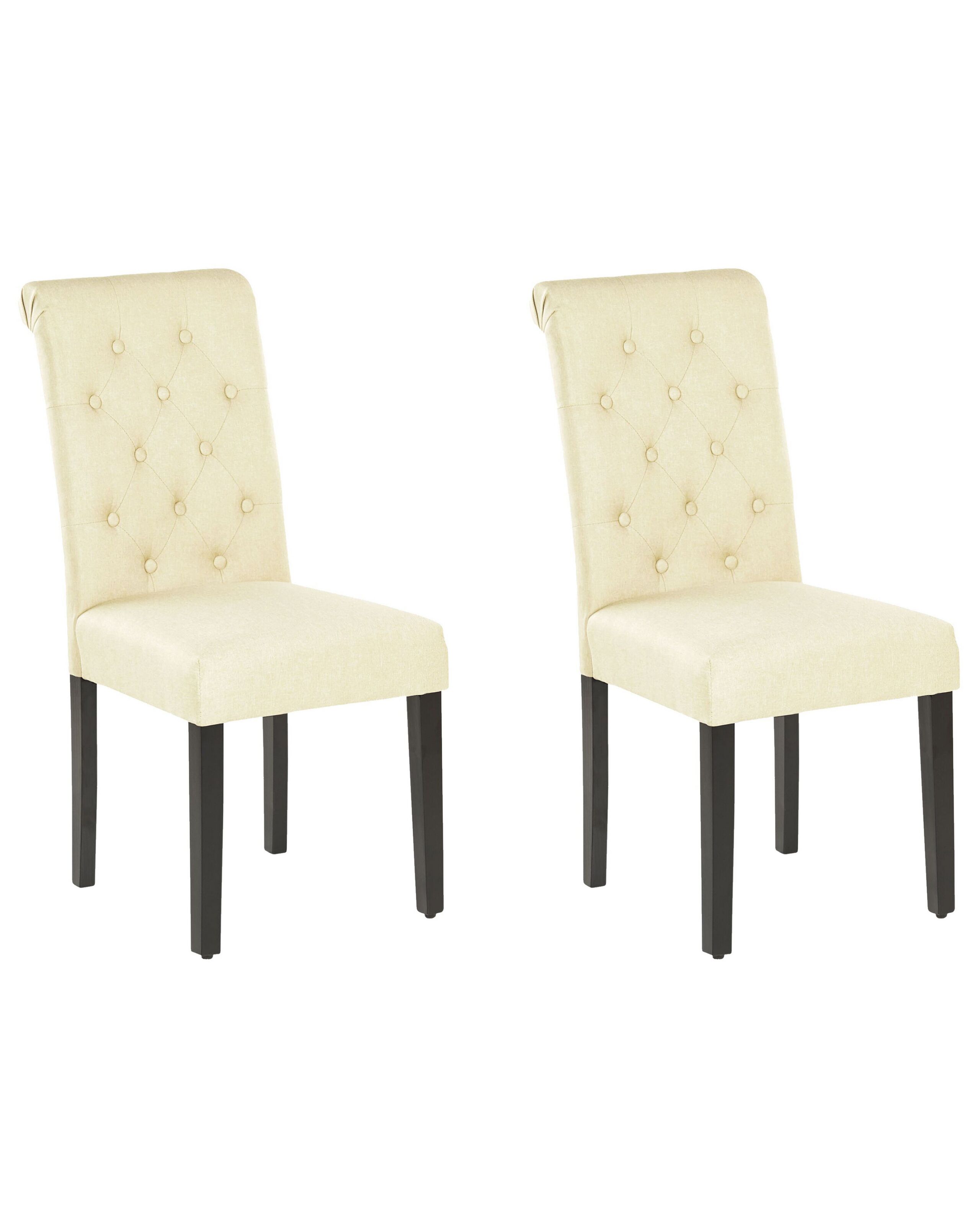 Set of 2 Fabric Dining Chairs Cream VELVA - Gemini Interiors