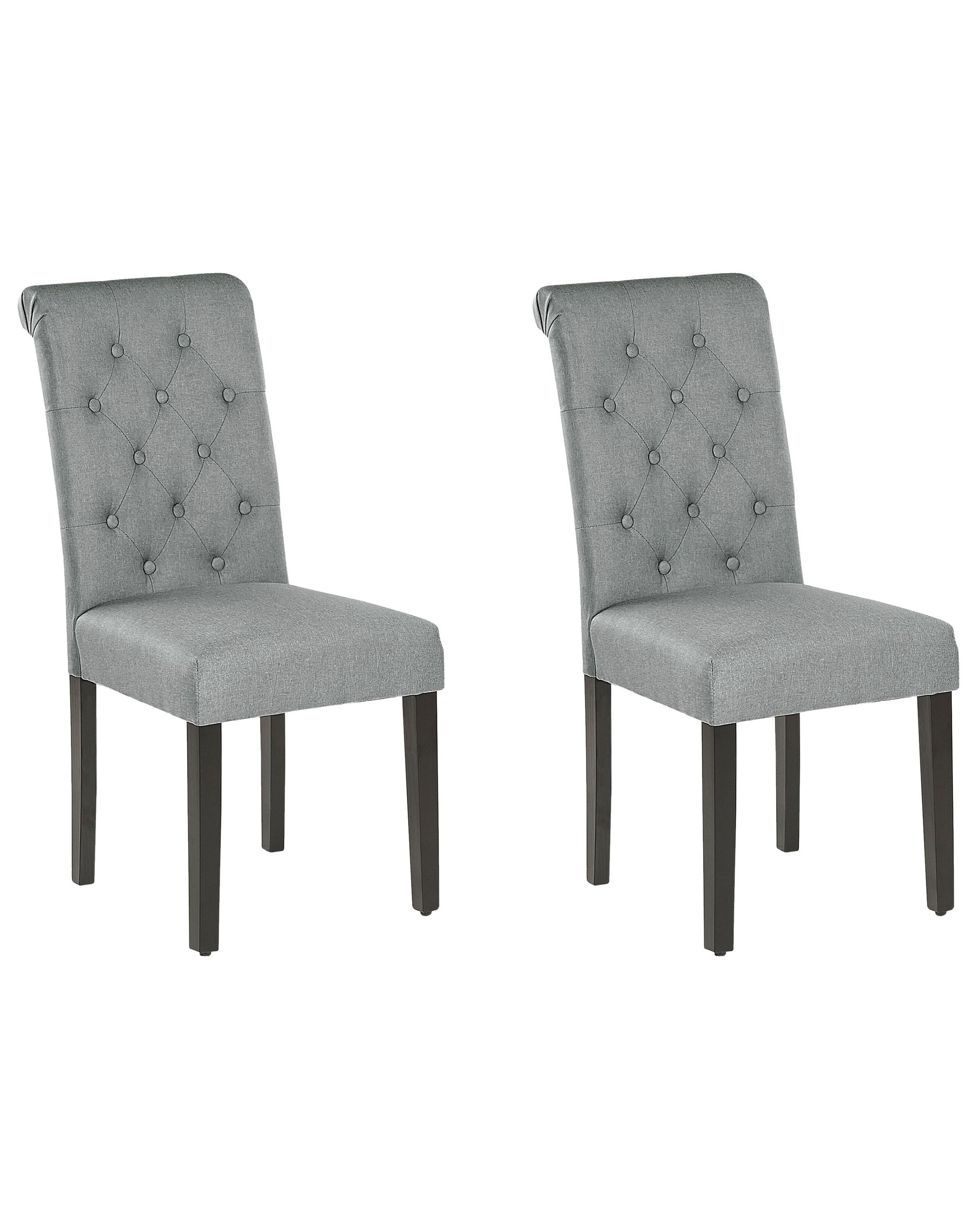 Set of 2 Fabric Dining Chairs Grey VELVA - Gemini Interiors