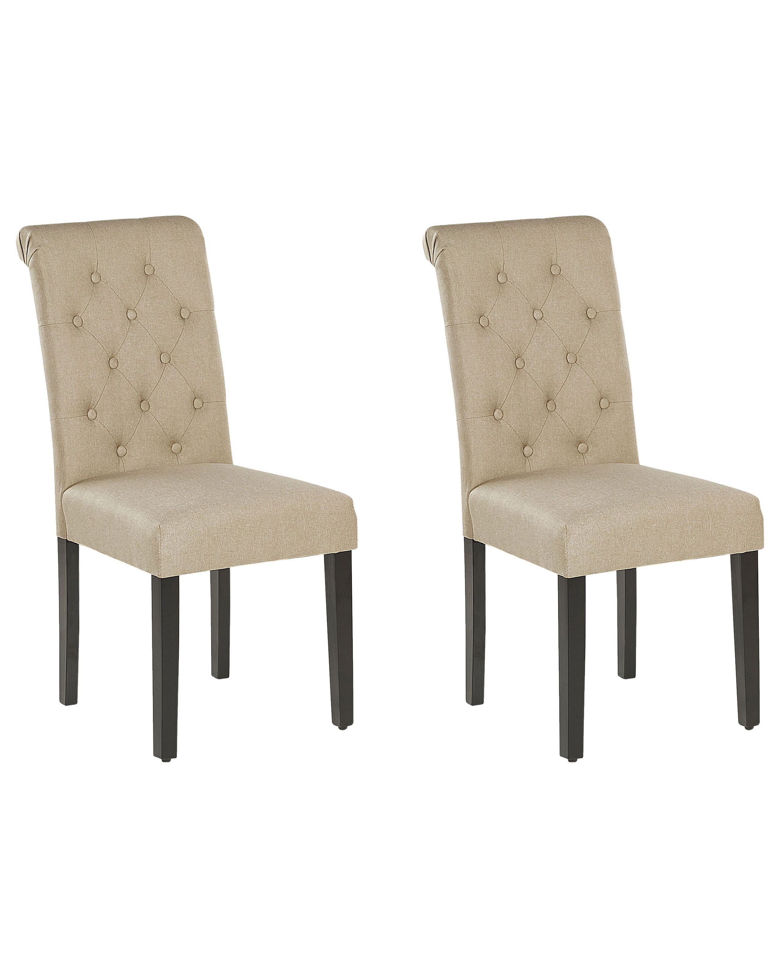 Set of 2 Fabric Dining Chairs Beige VELVA - Gemini Interiors