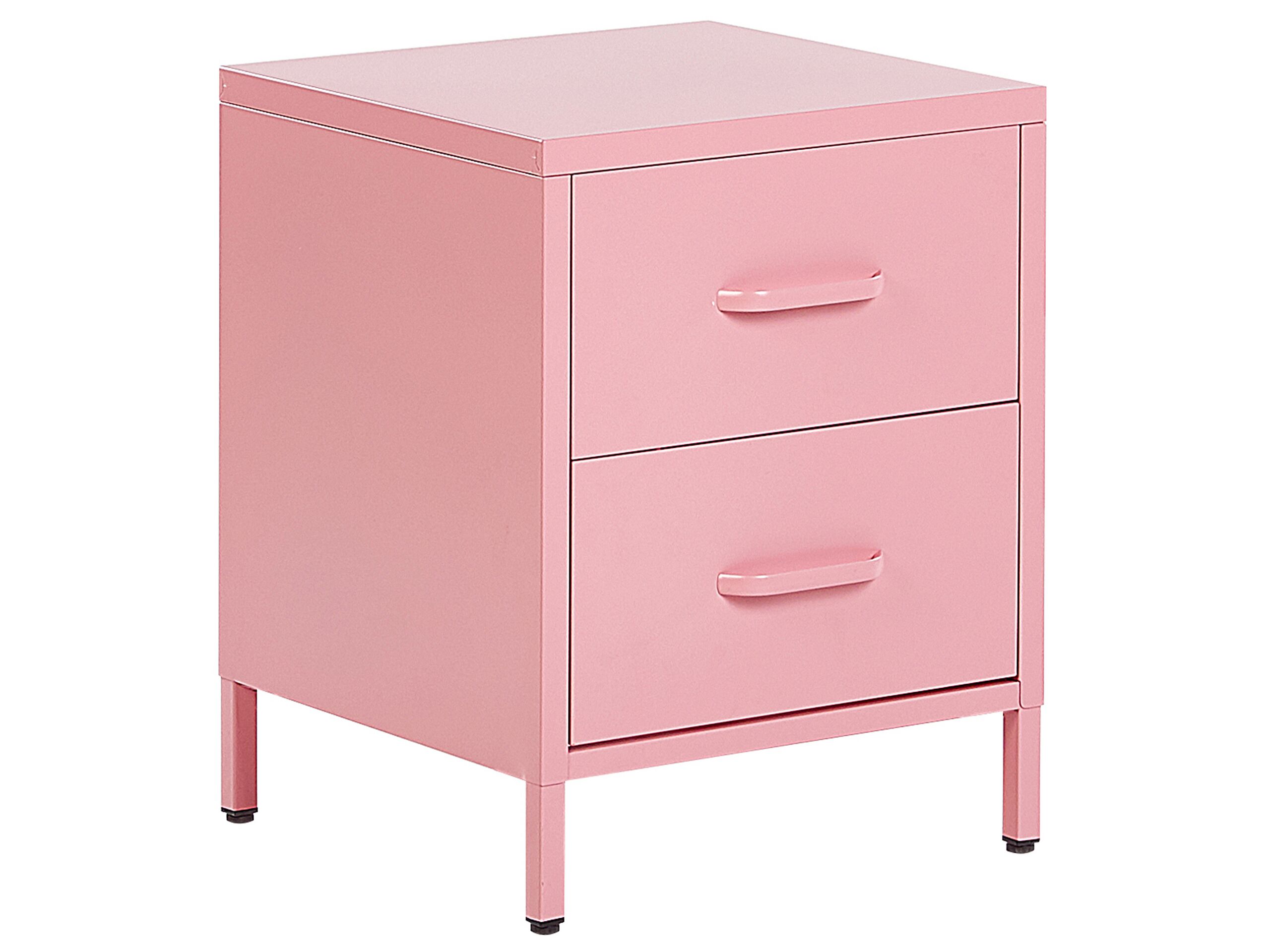 Bedside Table - CREWE 2 Drawer Nightstand Pink 43cm - Gemini Interiors