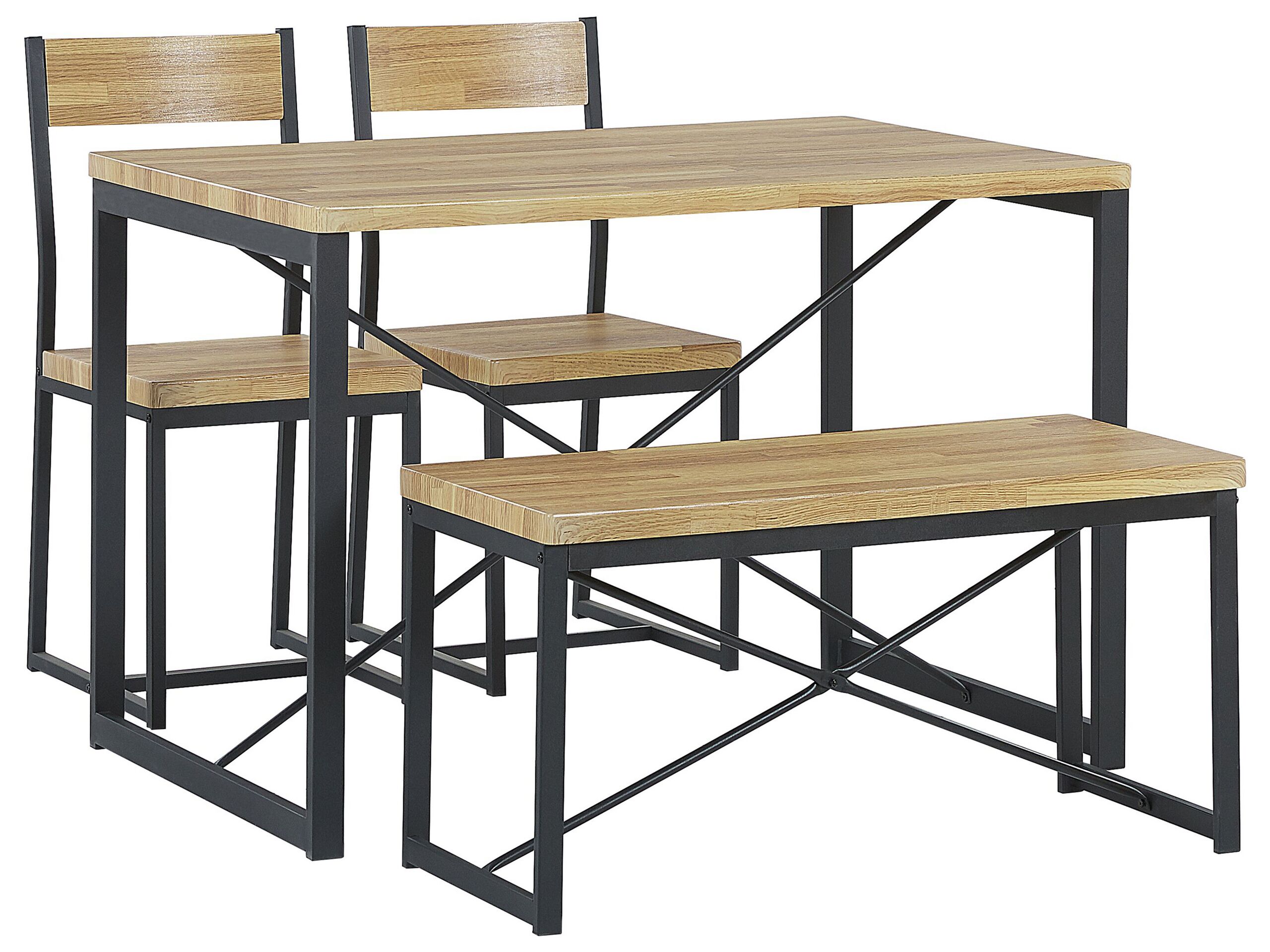 4 Seater Dining Set Light Wood with Black FLIXTON - Gemini Interiors