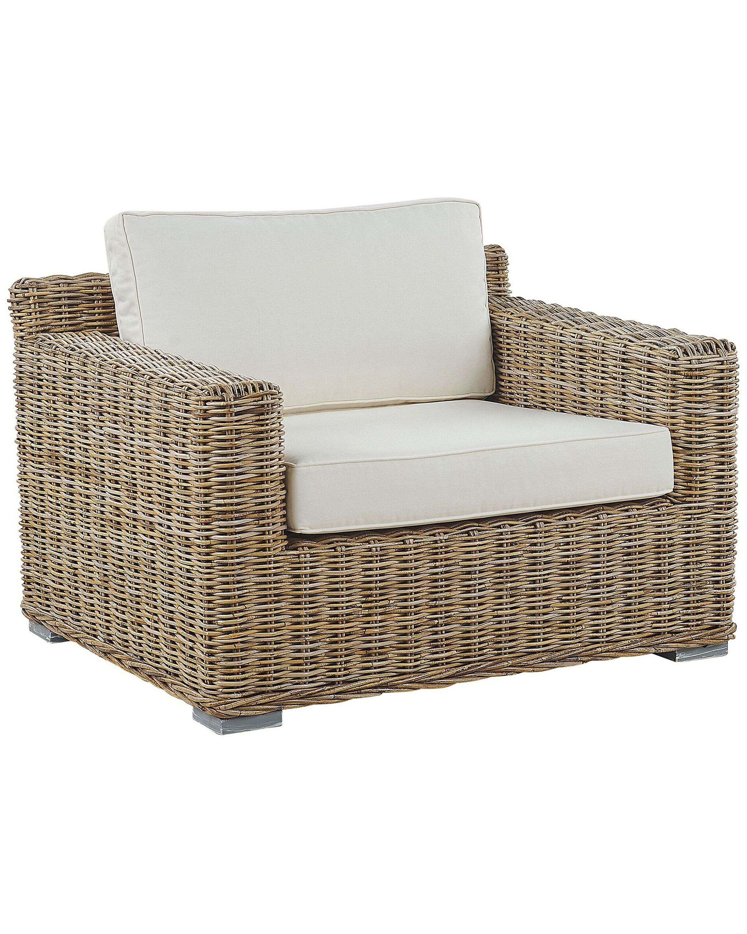 Rattan Garden Armchair Light Brown ARDEA - Gemini Interiors