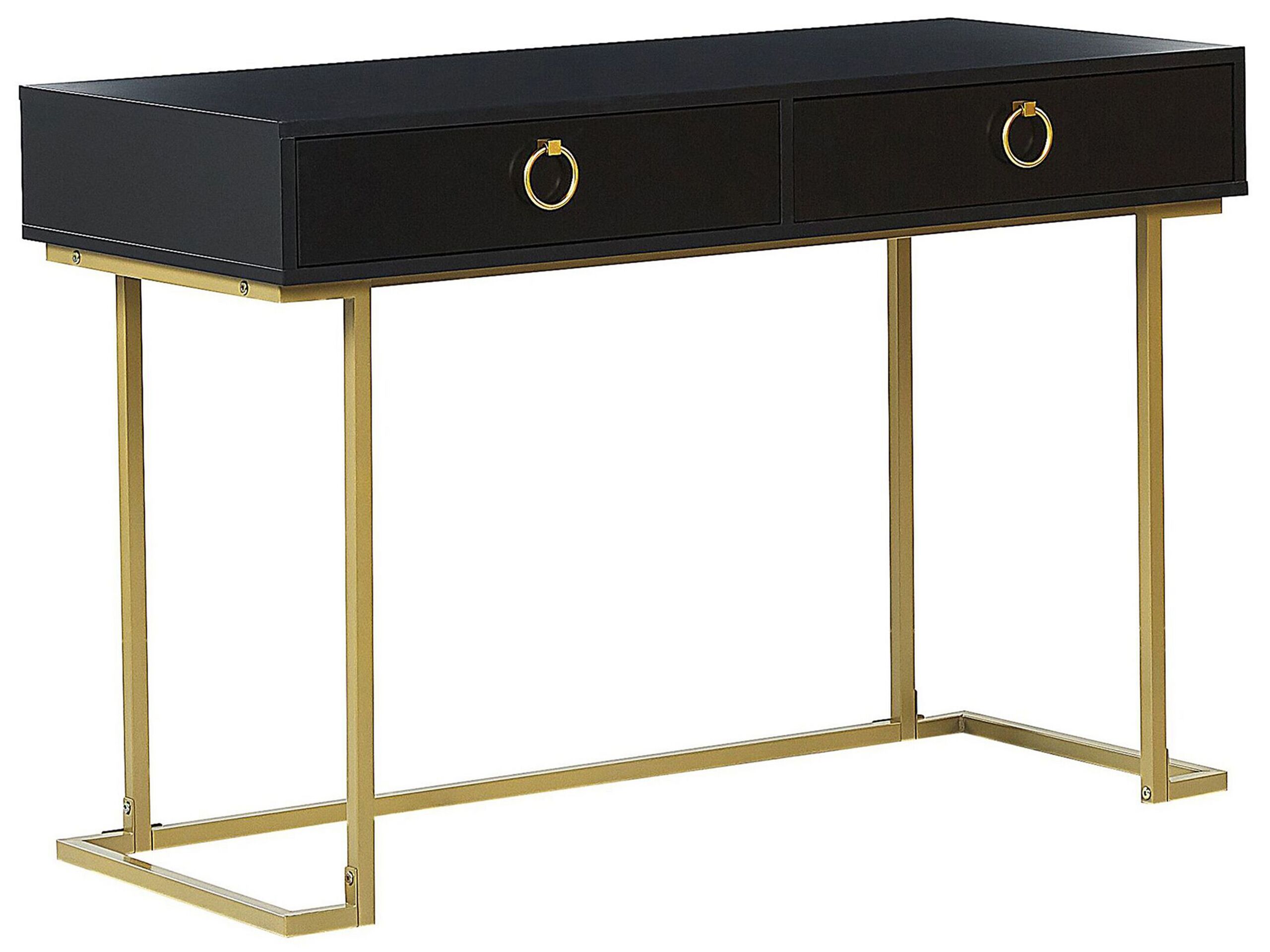 Home Office Desk / 2 Drawer Console Table Black with Gold WESTPORT - Gemini Interiors