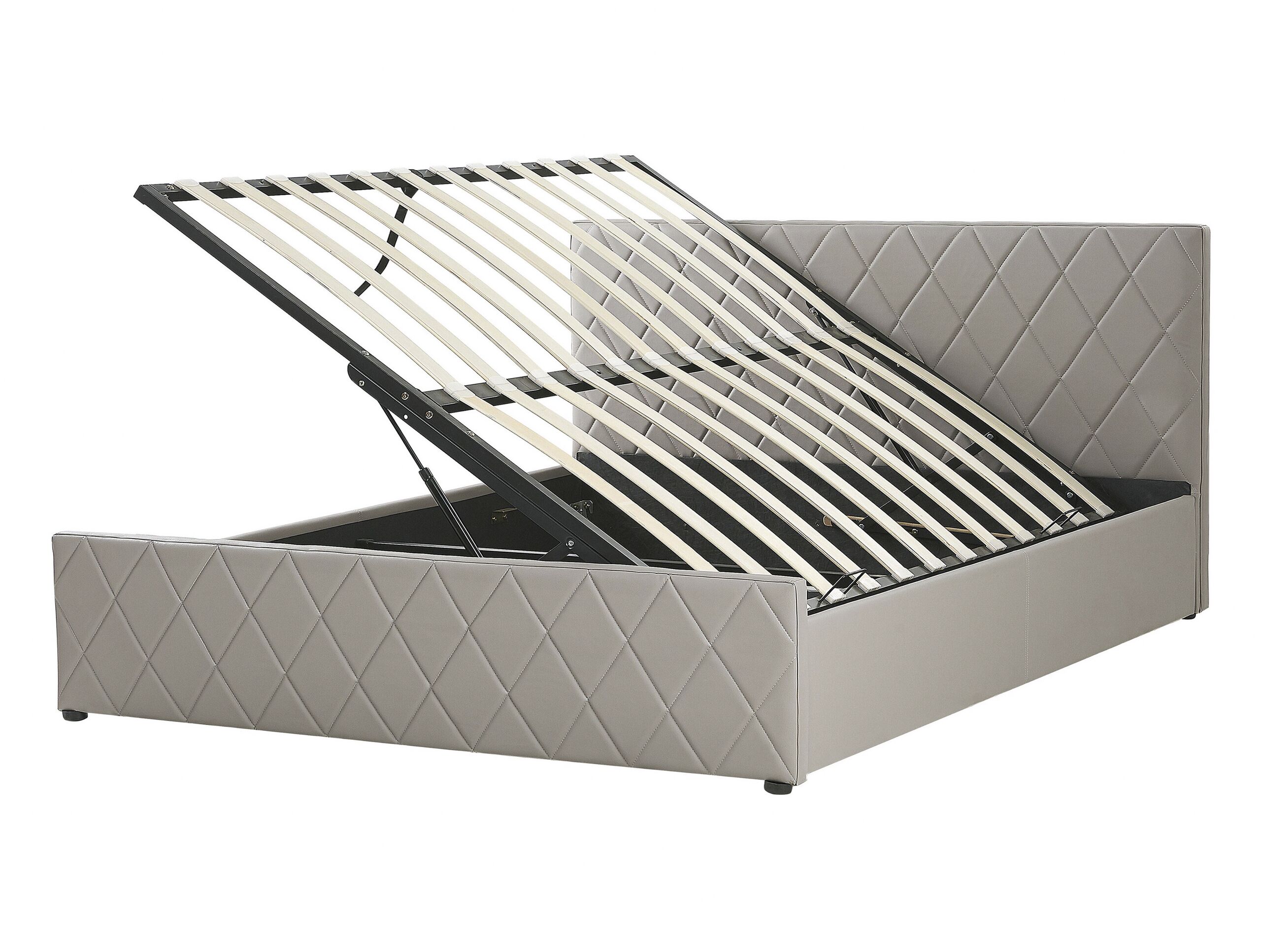 Faux Leather EU Double Size Ottoman Bed Taupe ROCHEFORT - Gemini Interiors