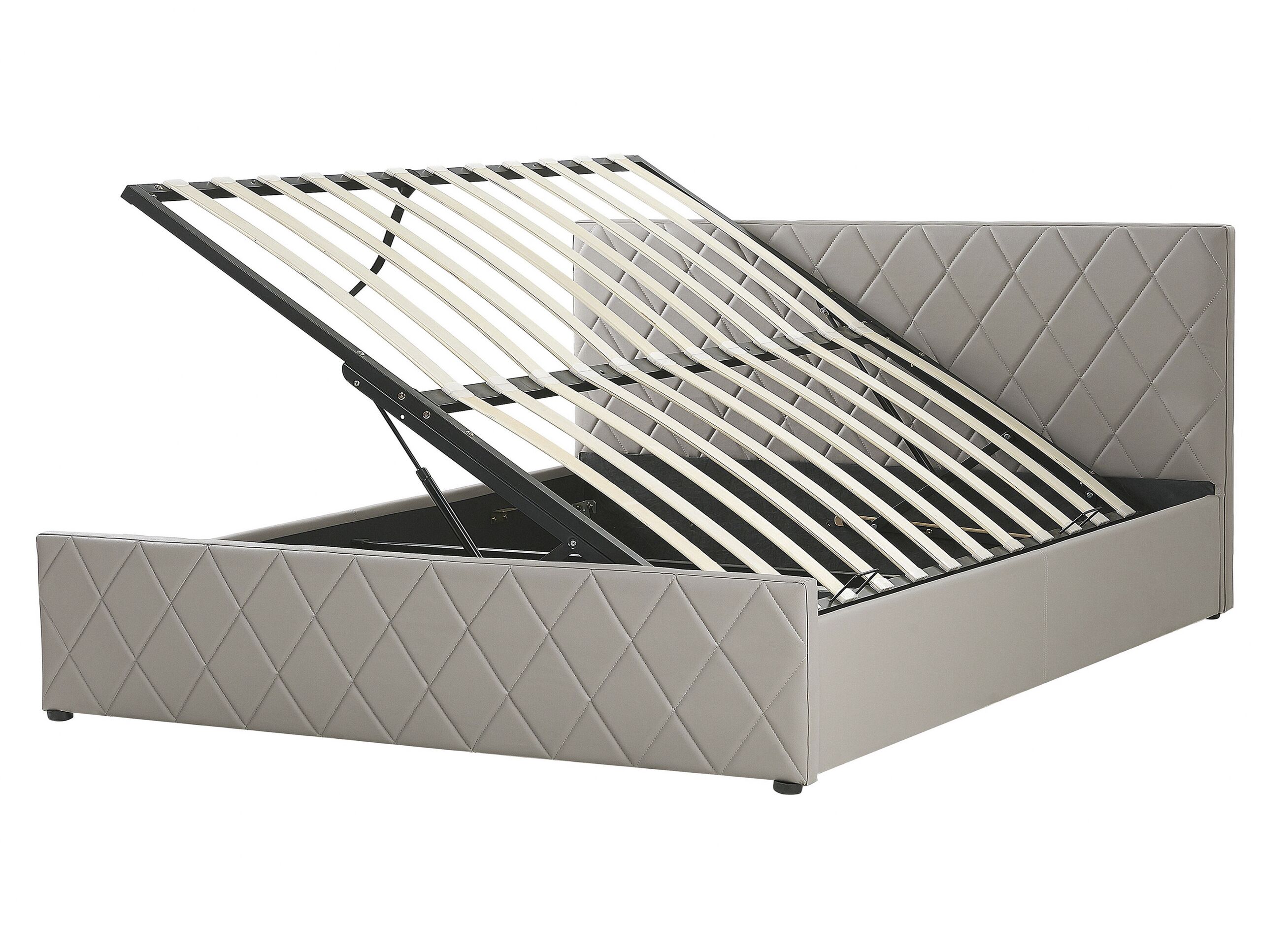 Faux Leather EU King Size Ottoman Bed Taupe ROCHEFORT - Gemini Interiors