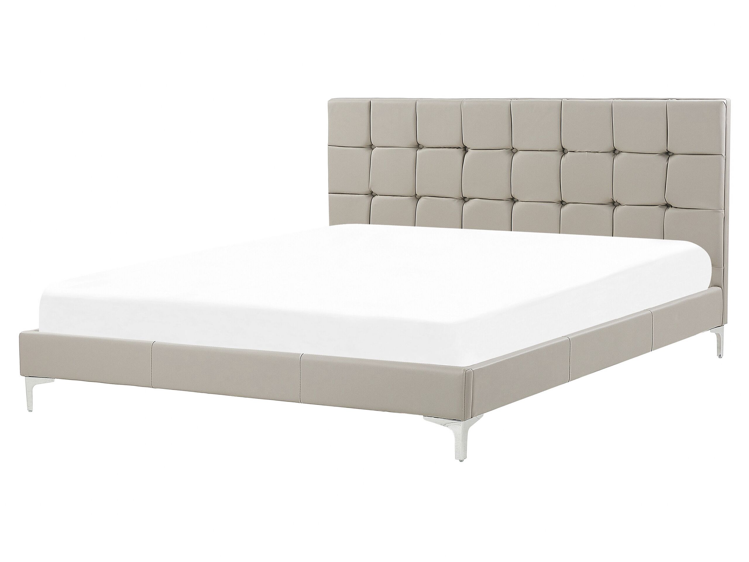 Faux Leather EU King Size Bed Taupe AMBERT - Gemini Interiors