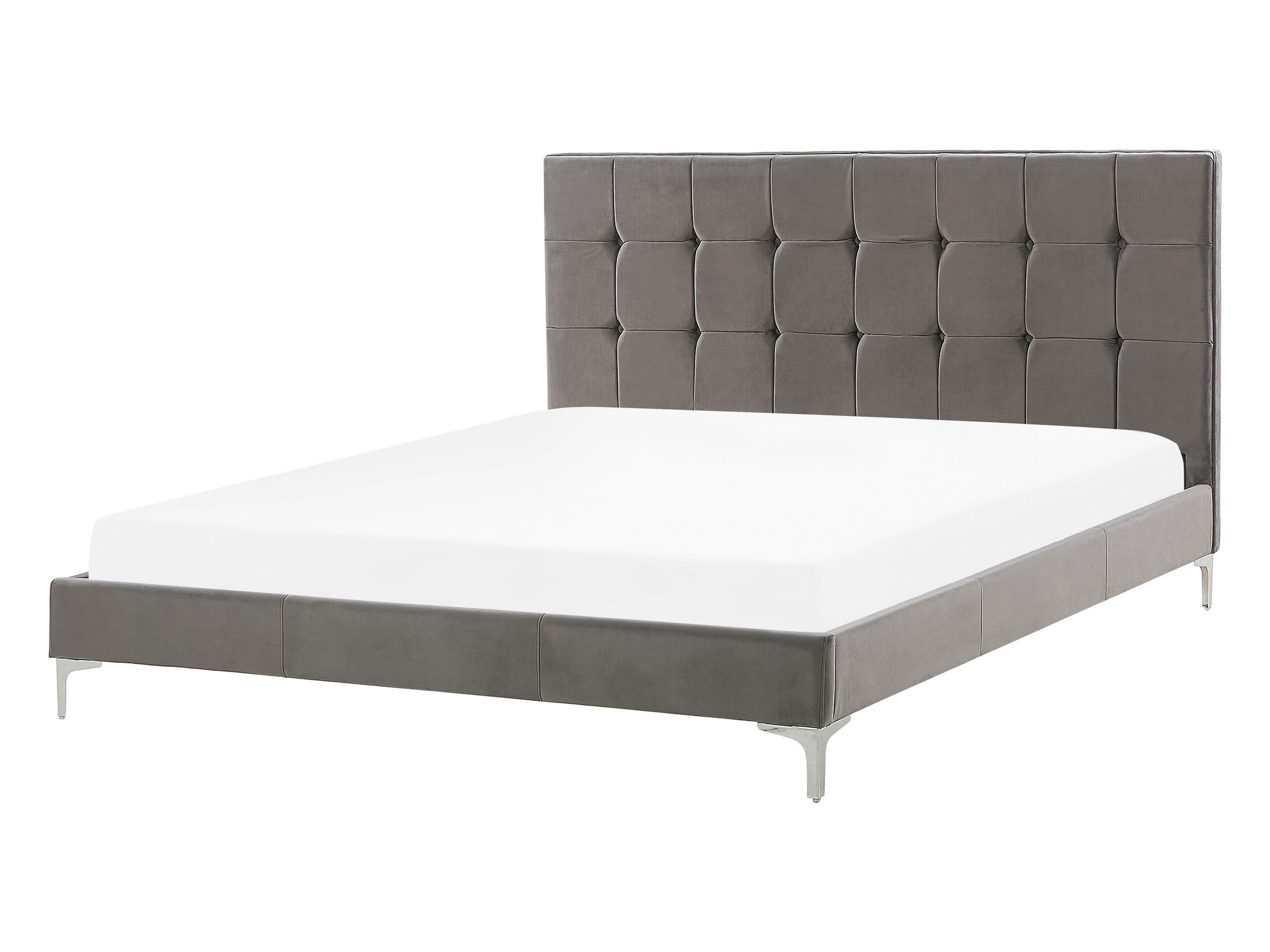 Velvet EU Double Size Bed Grey AMBERT - Gemini Interiors