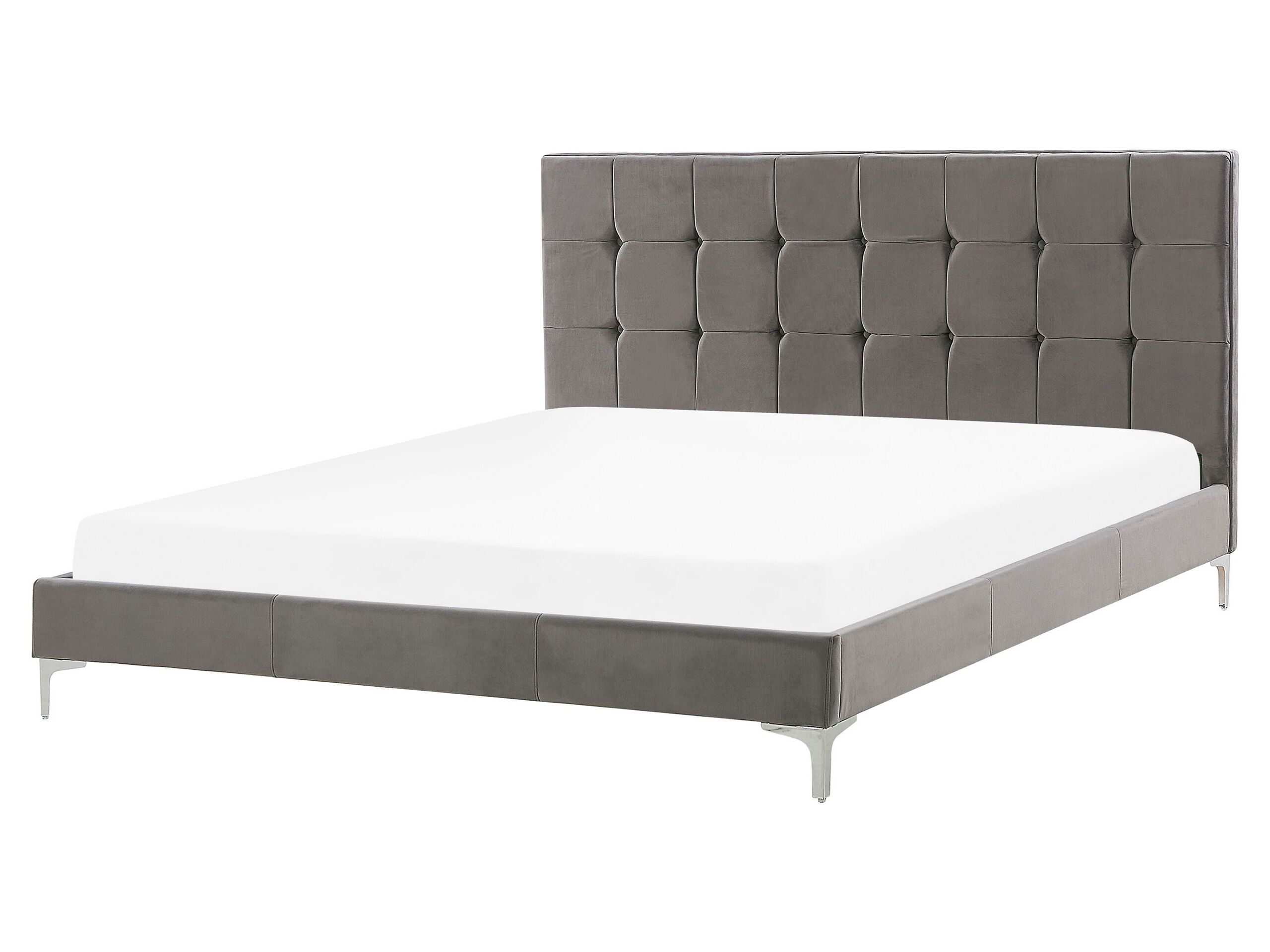 Velvet EU King Size Bed Grey AMBERT - Gemini Interiors