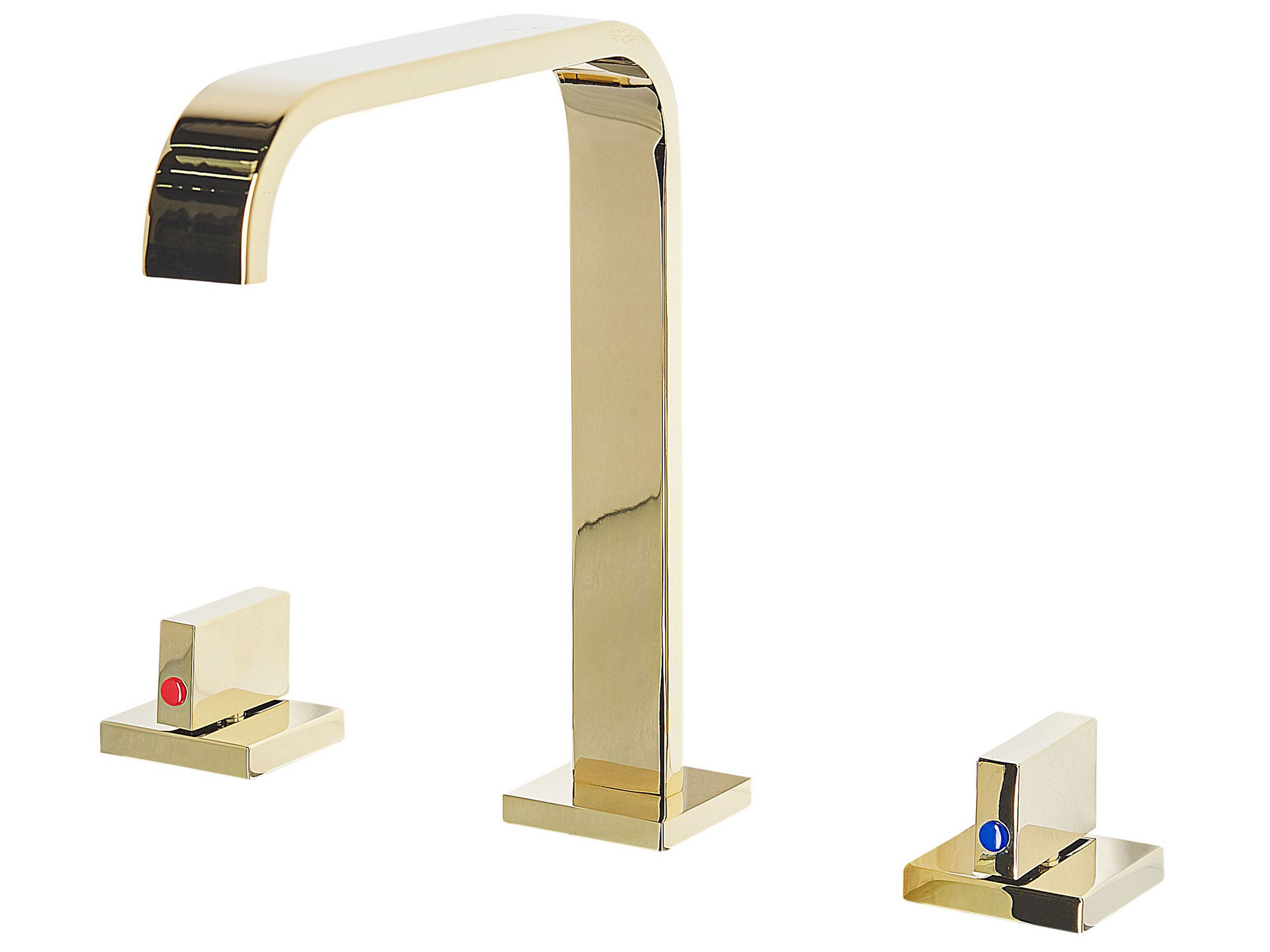 3 Hole Bathroom Basin Tap Gold KAGERA - Gemini Interiors