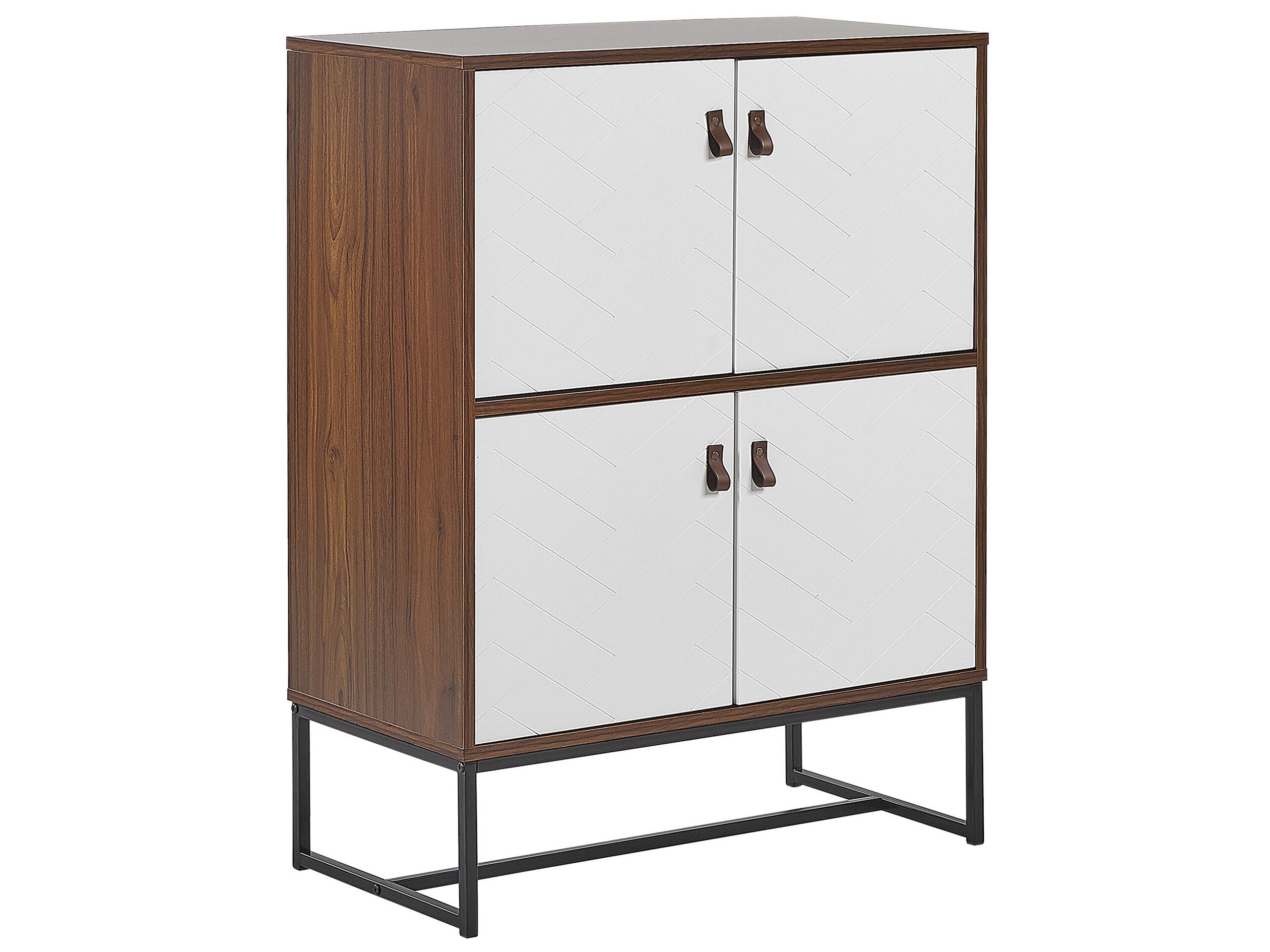4 Door Sideboard Dark Wood with White NUEVA - Gemini Interiors