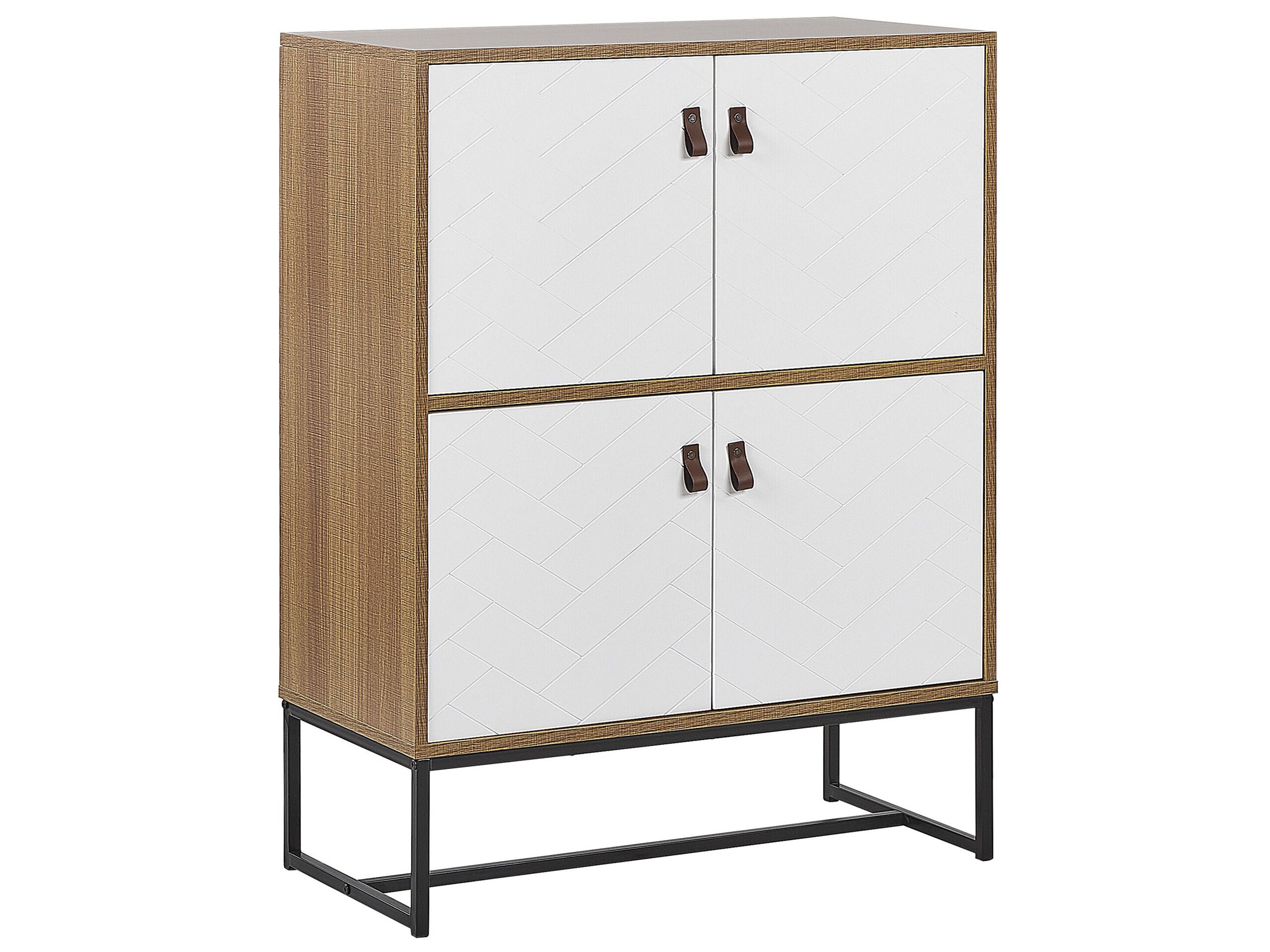 4 Door Sideboard Light Wood with White NUEVA - Gemini Interiors