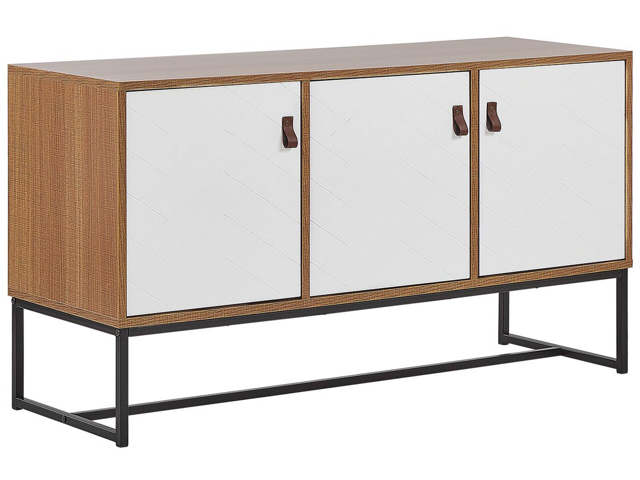 3 Door Sideboard Light Wood with White NUEVA - Gemini Interiors