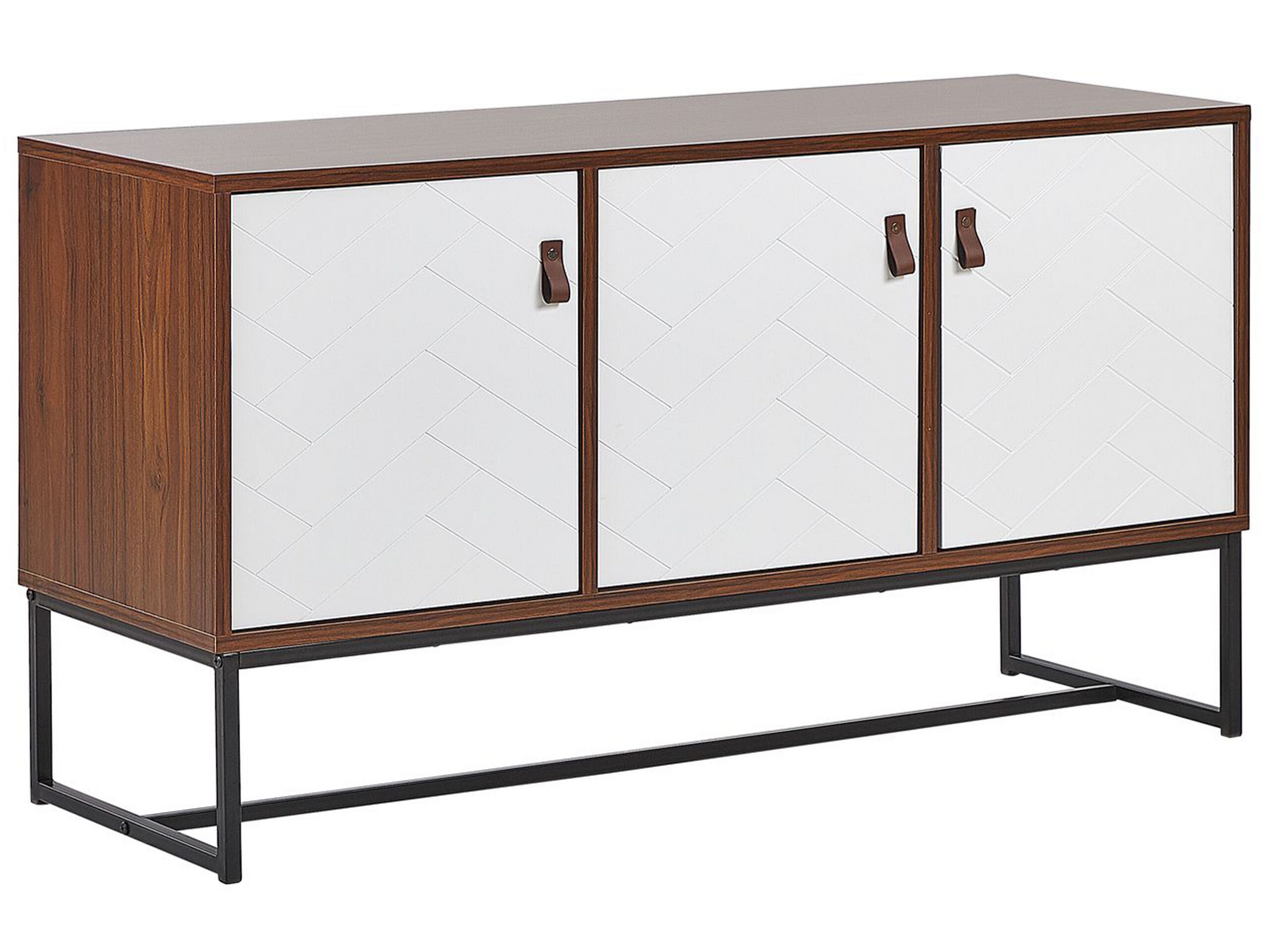 3 Door Sideboard Dark Wood with White NUEVA - Gemini Interiors
