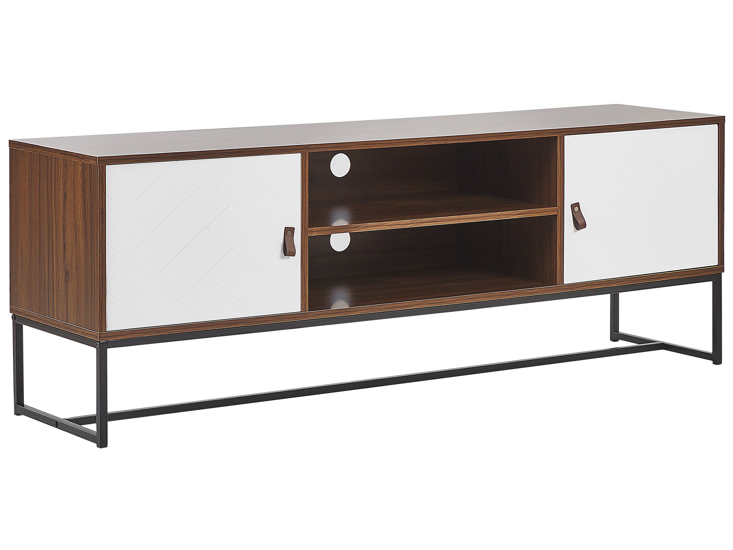 TV Stand Dark Wood with White NUEVA - Gemini Interiors