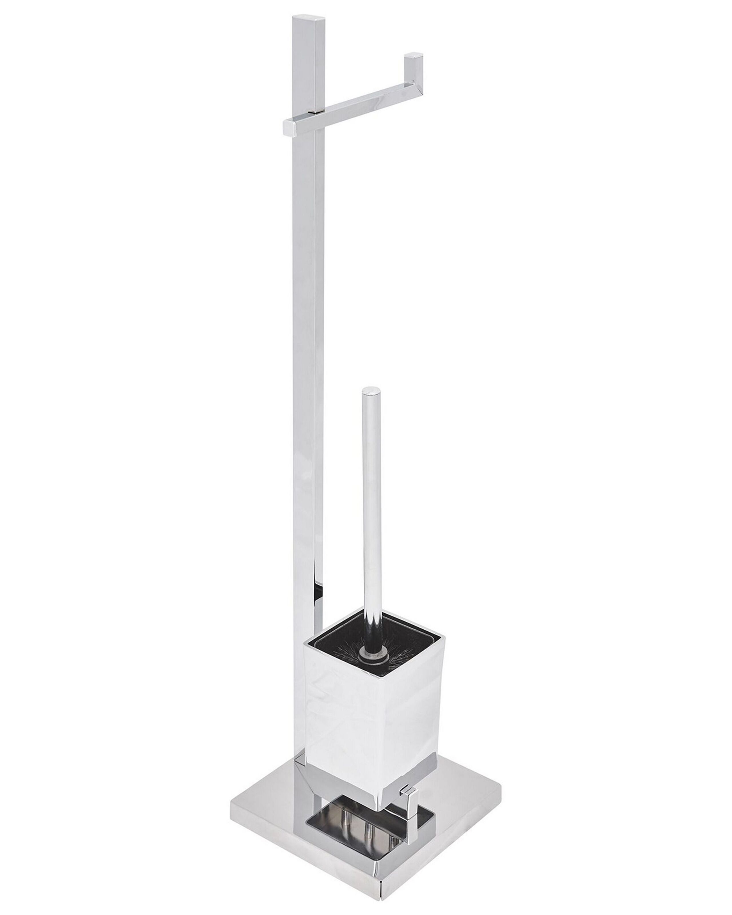 Freestanding Toilet Paper and Brush Holder Silver ULAPES - Gemini Interiors