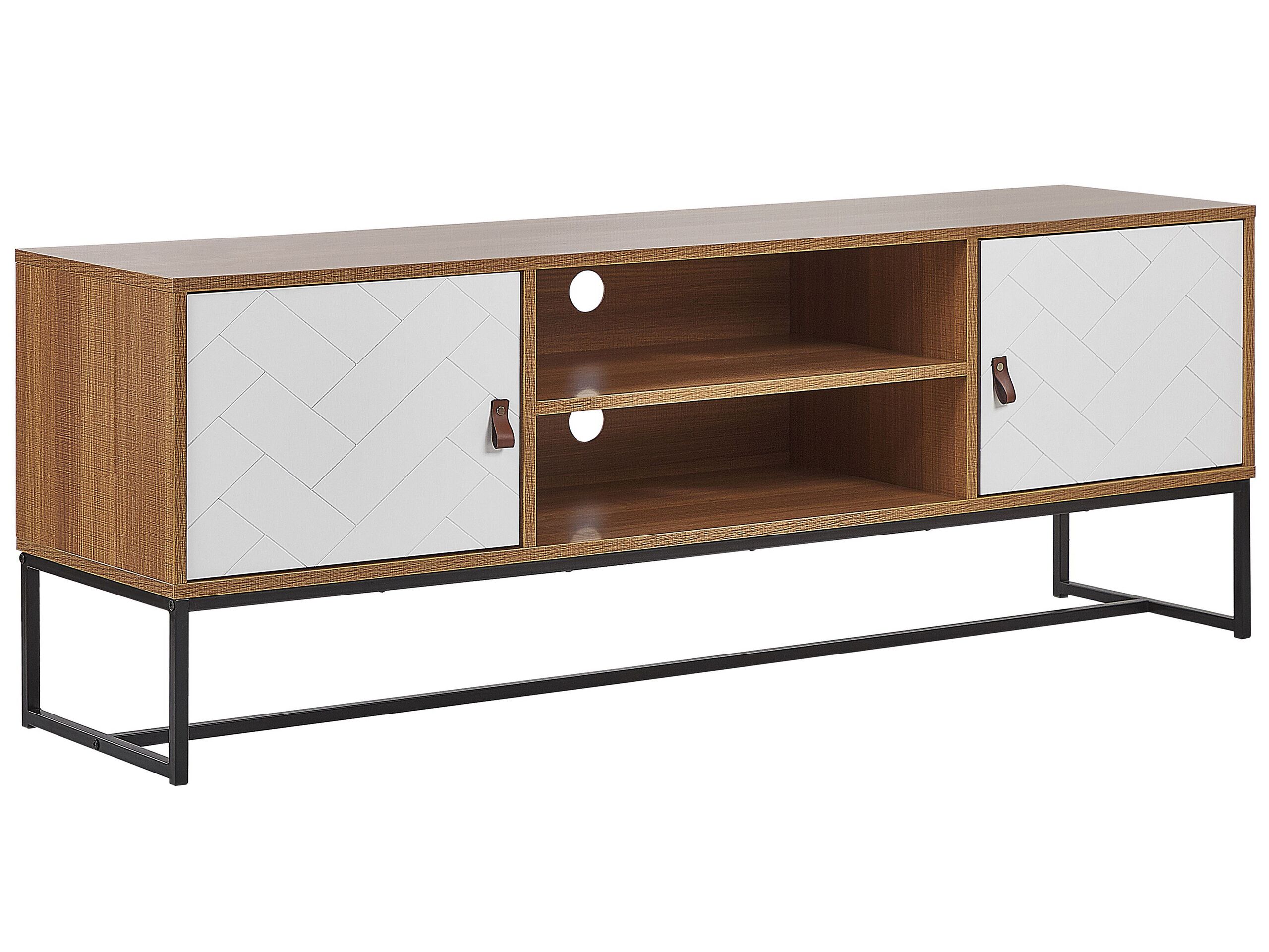 TV Stand Light Wood with White NUEVA - Gemini Interiors
