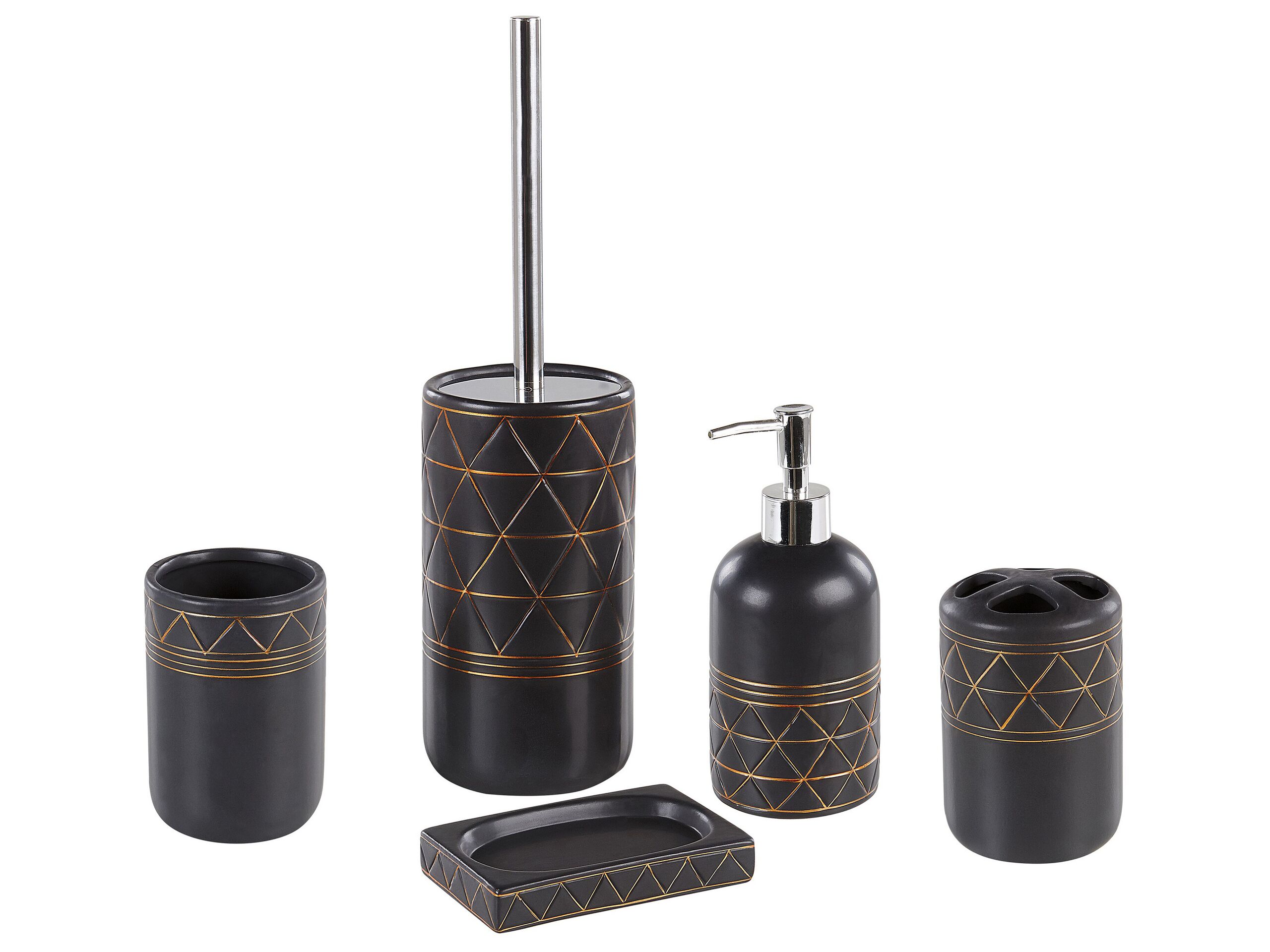 Ceramic 5-Piece Bathroom Accessories Set Black LANCO - Gemini Interiors