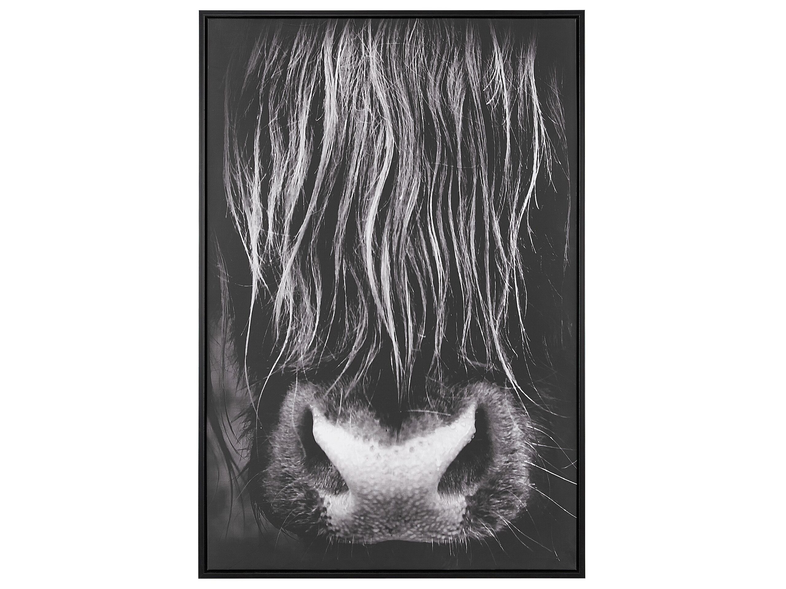 Cow Framed Canvas Wall Art 63 x 93 cm Black GALEATA - Gemini Interiors