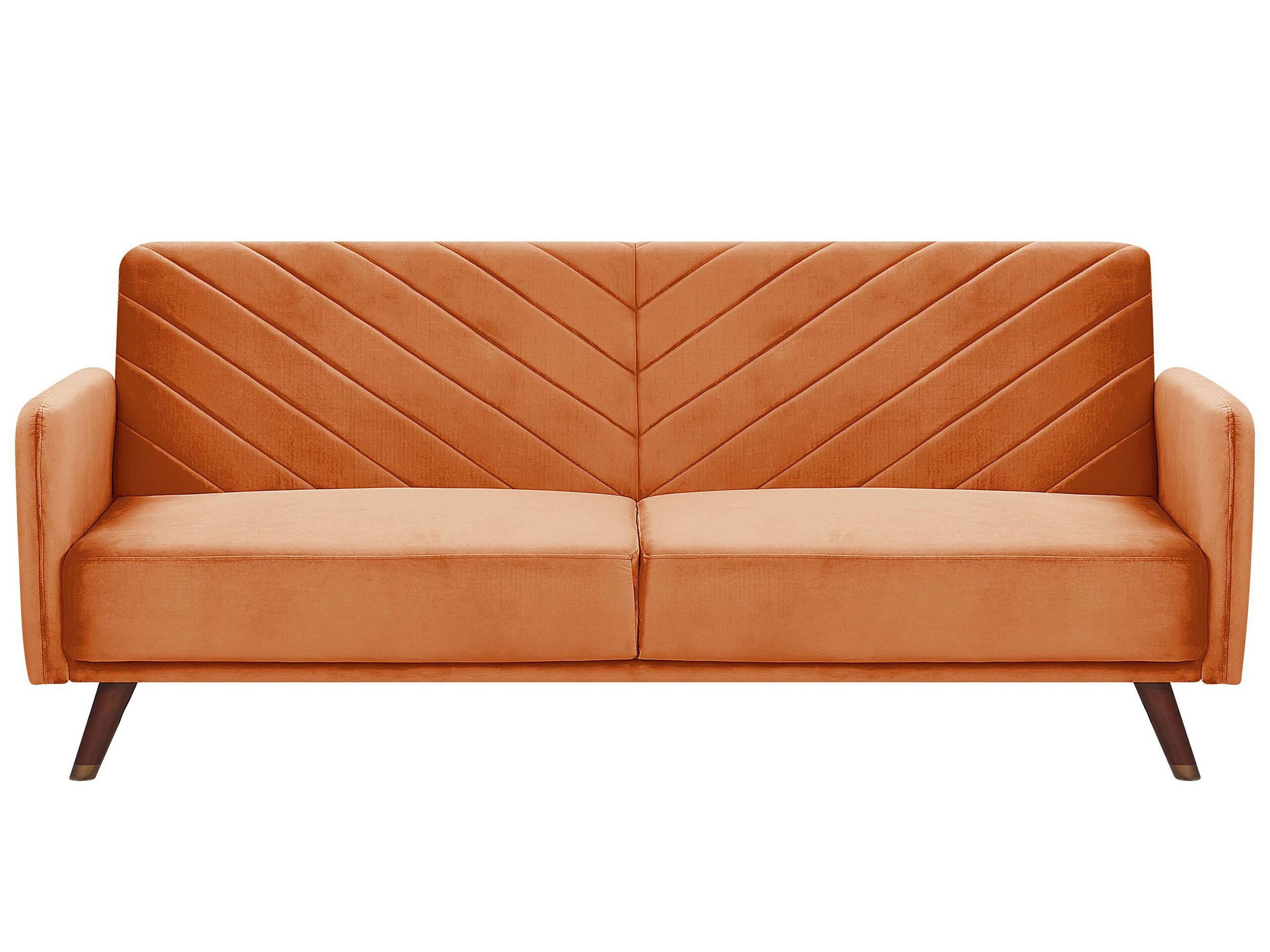 Velvet Fabric Sofa Bed Orange SENJA - Gemini Interiors